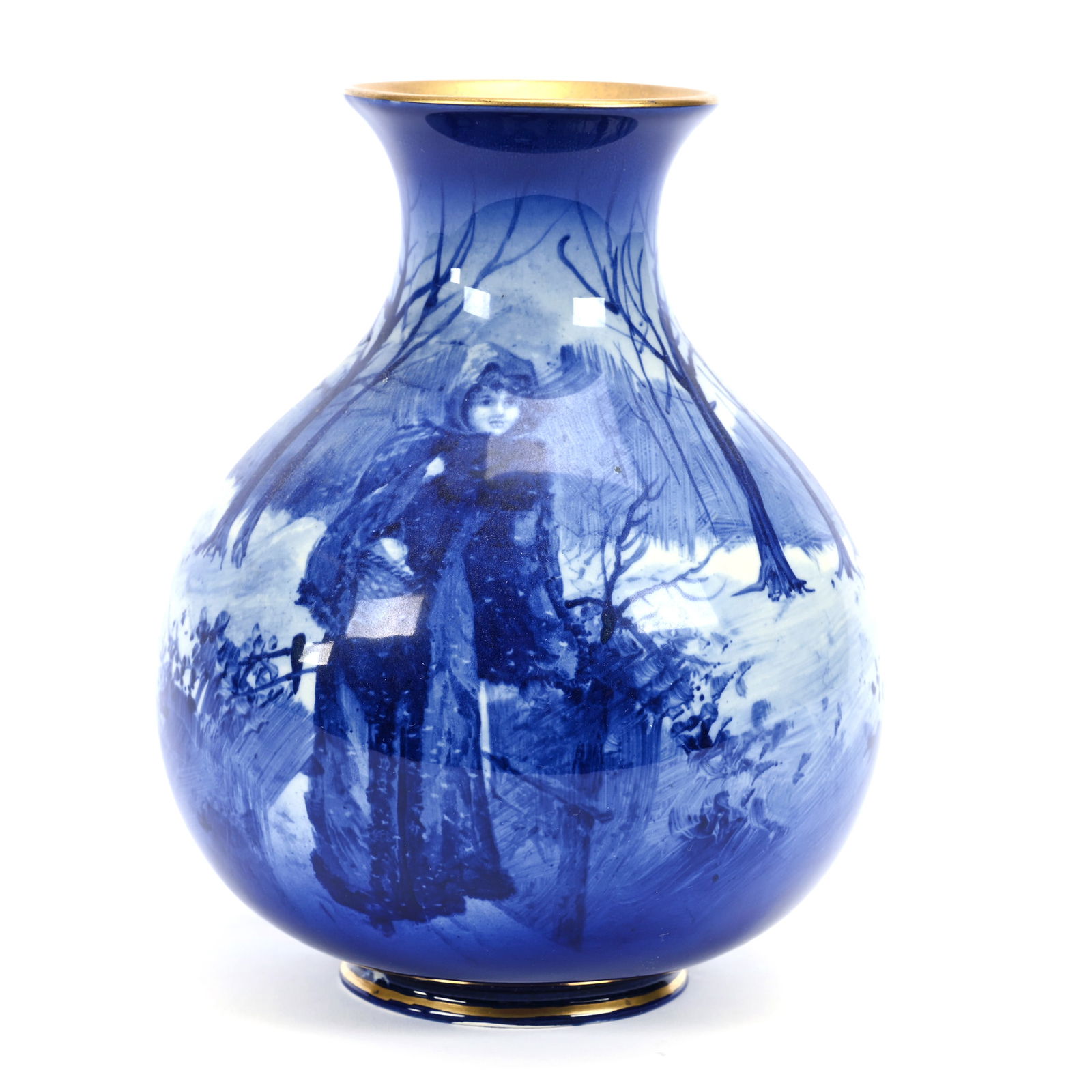 Vase Marked Royal Doulton, Flow Blue Babes In Woods (1 of 3)