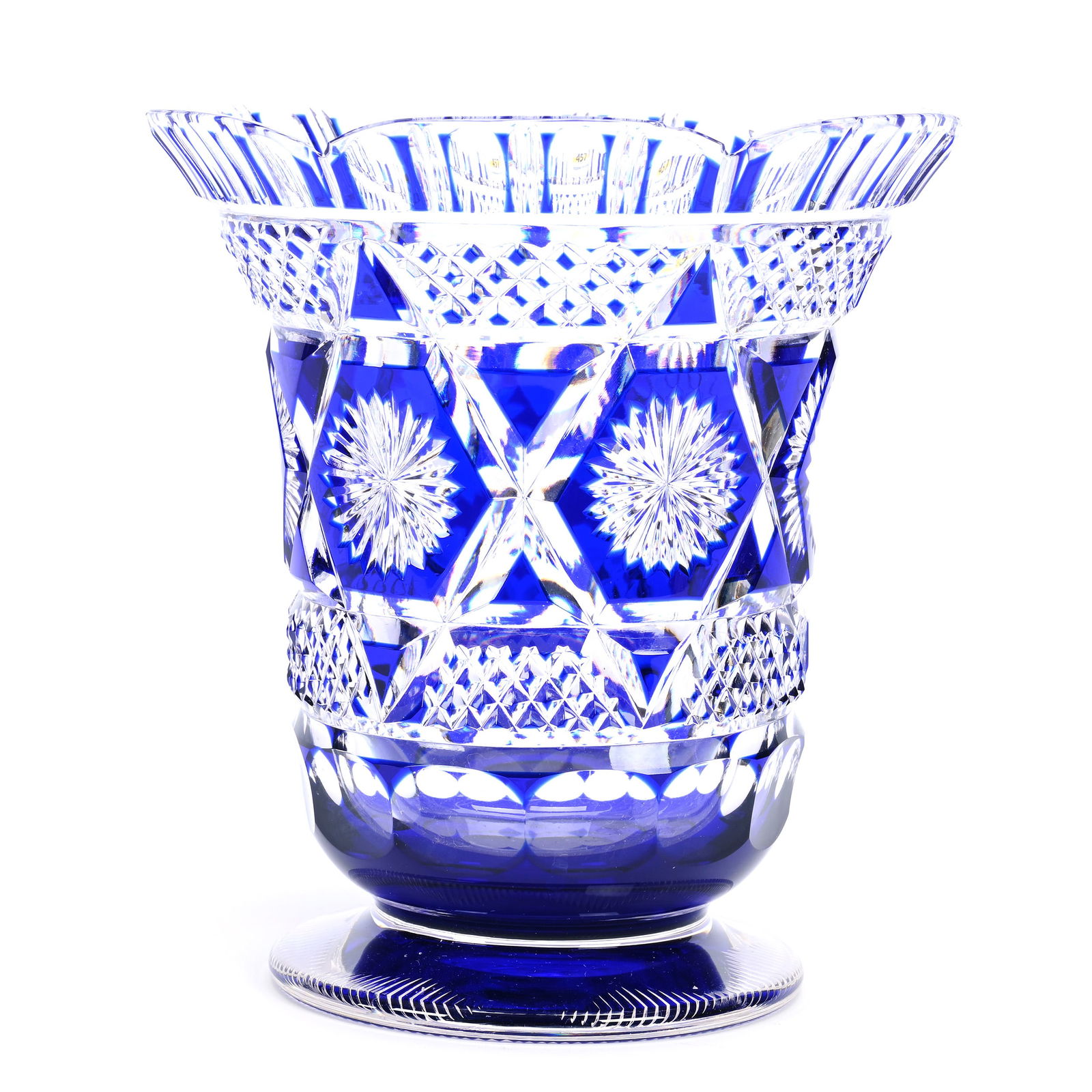 Vase, BPCG, Blue Cut To Clear, Diamond, Star And Punty Motif, Attributed To Val St. Lambert (1 of 5)
