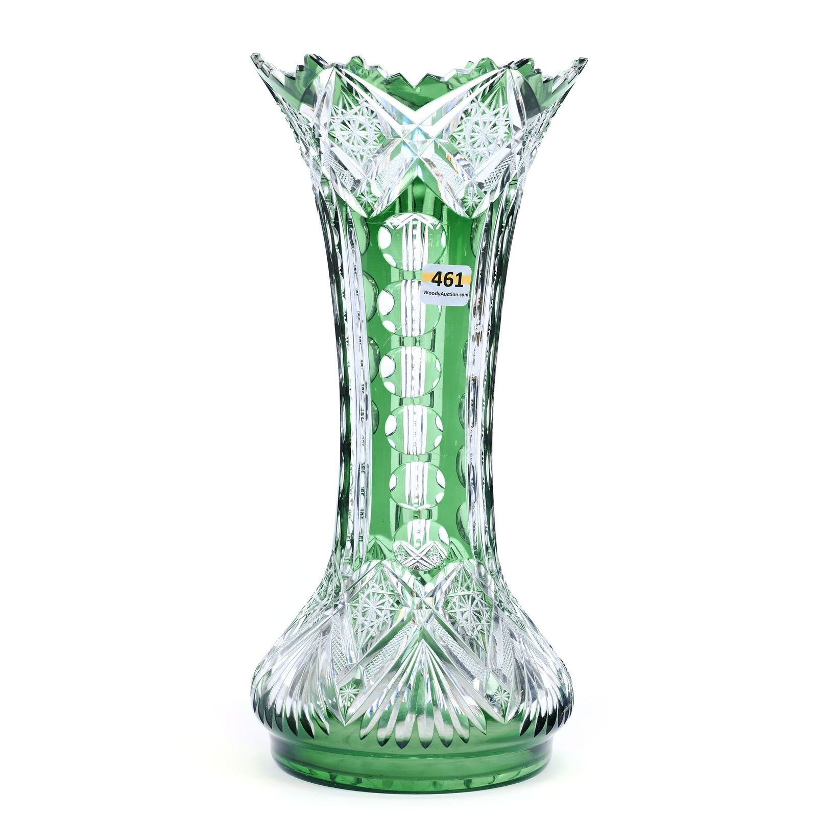 Vase, BPCG, Green Cut To Clear, Pattern #3613/17 By Val St. Lambert, Circa 1908 (1 of 2)