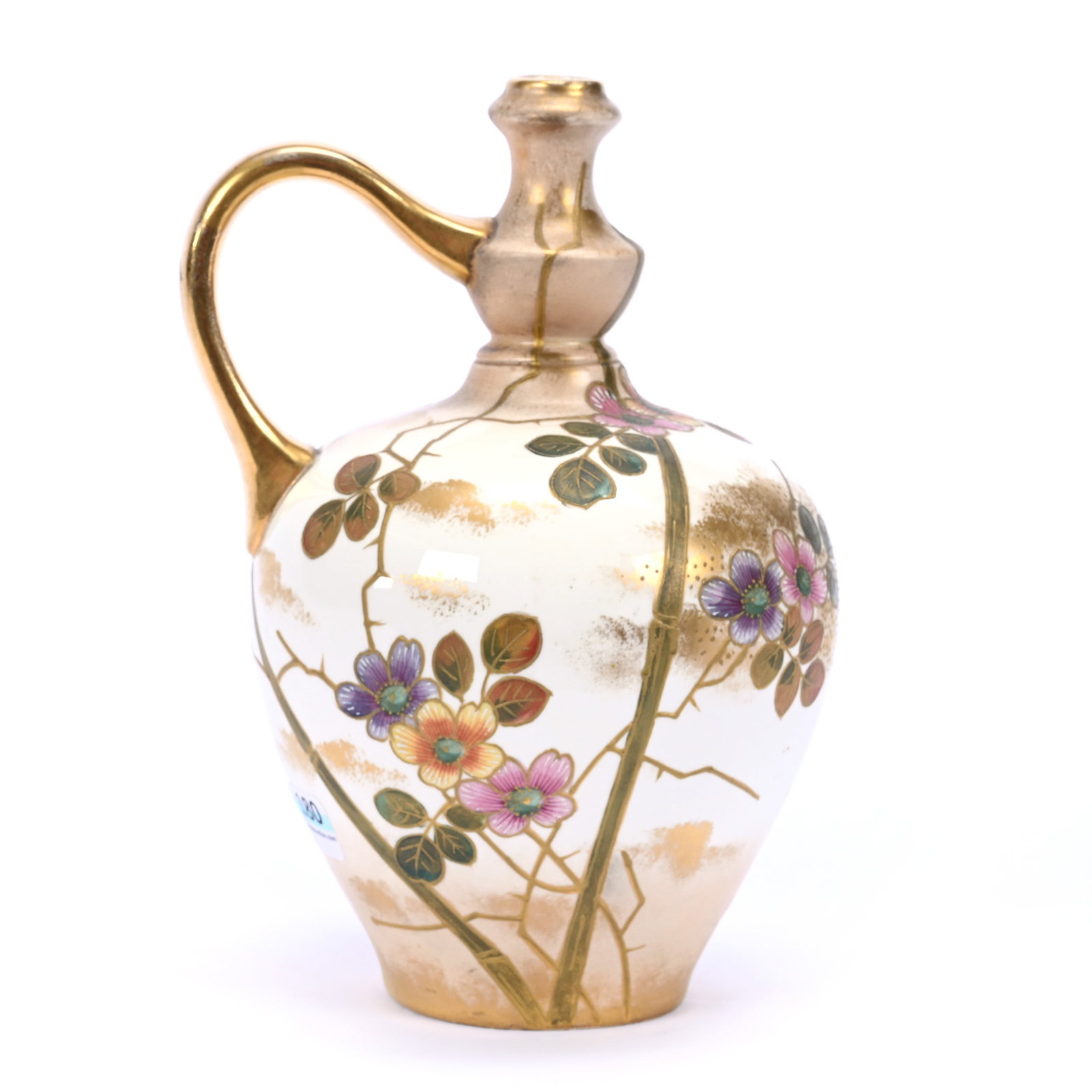 Jug Marked Royal Bonn, Cream Tones With Bamboo And Floral Decor: Jug Marked Royal Bonn, Cream Tones With Bamboo And Floral Decor, 8.75" x 5.75", Estate Of Marvin And Elfriede MIller, North Dakota.