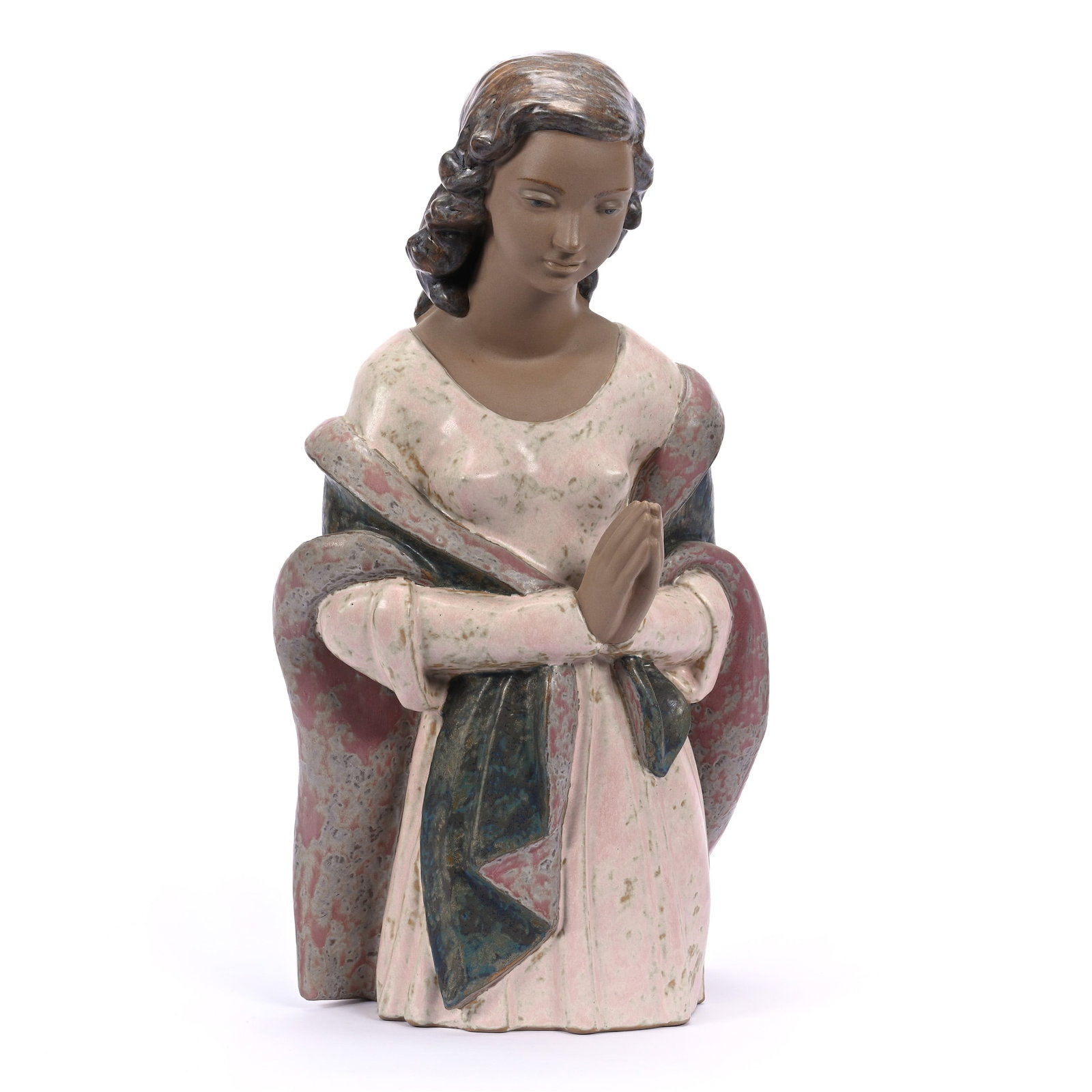Figural Bust Marked Lladro Titled "Meditation" #14952M, Circa 1976, Gres Finish: Figural Bust Marked Lladro Titled "Meditation" #14952M, Circa 1976, Gres Finish, 16.5" x 8.5", Estate Of Marvin And Elfriede MIller, North Dakota.