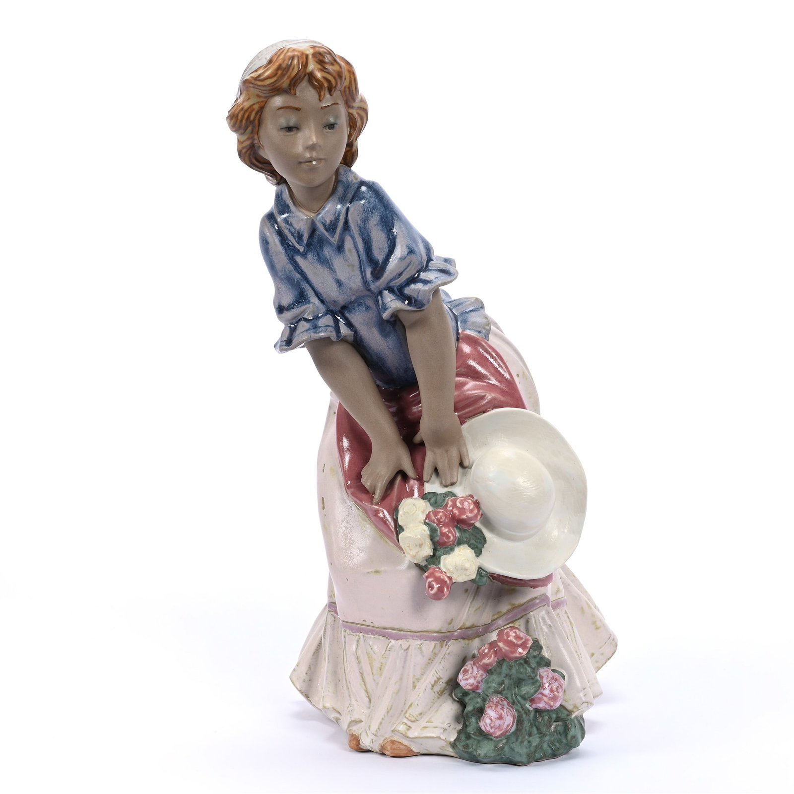 Figurine Marked Lladro Titled "Maiden" #3506 Circa 1978, Gres Finish: Figurine Marked Lladro Titled "Maiden" #3506 Circa 1978, Gres Finish, 12.5" x 8.5", Estate Of Marvin And Elfriede MIller, North Dakota.