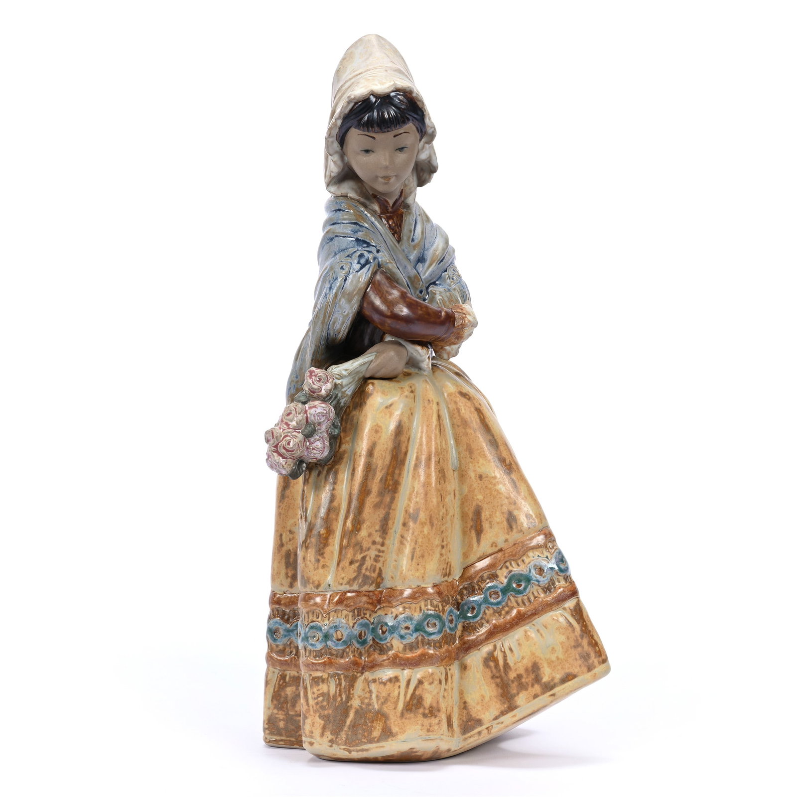 Figurine Marked Lladro Titled "Country Girl" #3505, Gres Finish: Figurine Marked Lladro Titled "Country Girl" #3505, Gres Finish, 13.5" x 6.5", Estate Of Marvin And Elfriede MIller, North Dakota.