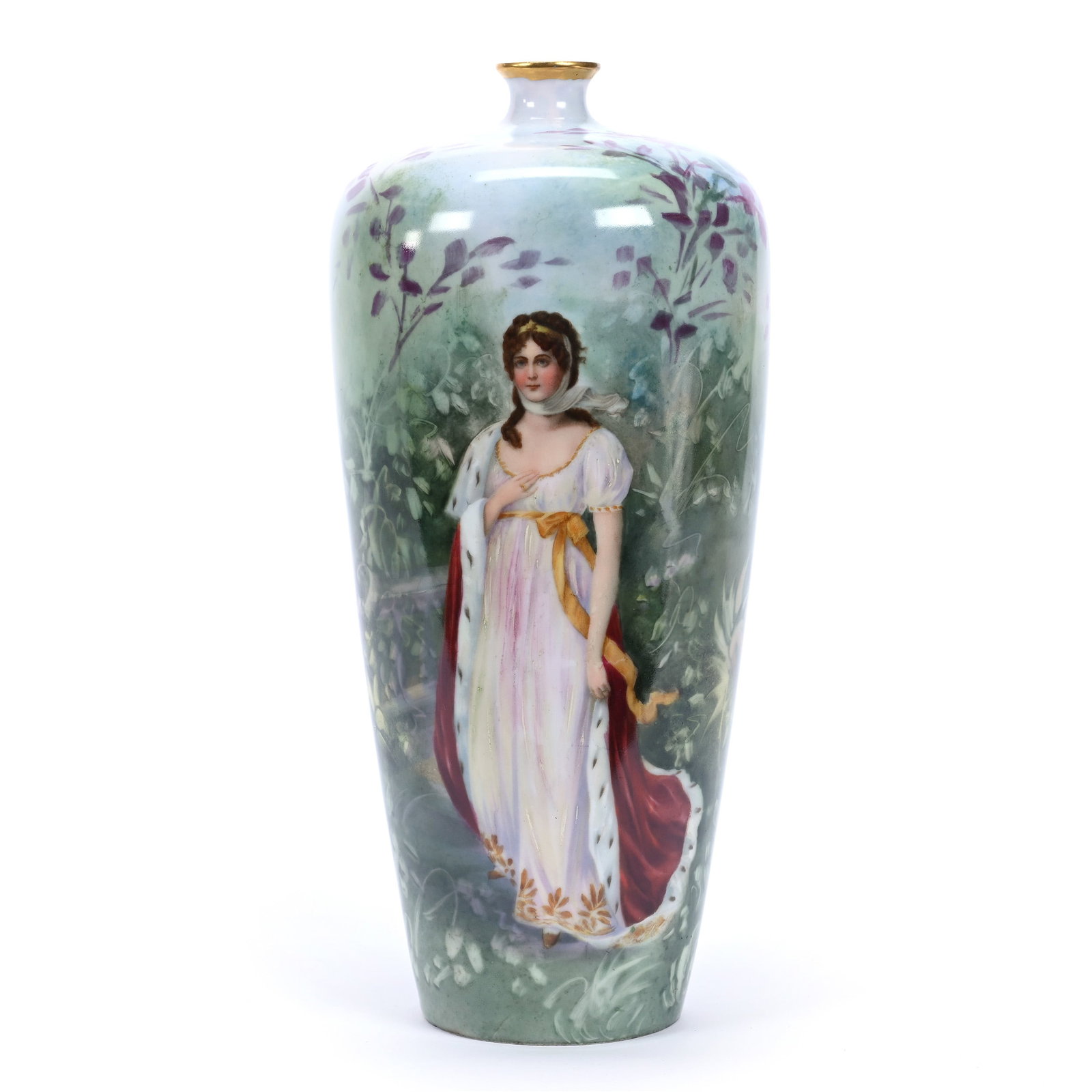 Vase Marked Rosenthal, Green Tones, Scene Of Queen Louisa: Vase Marked Rosenthal, Green Tones, Scene Of Queen Louisa, 11.5" x 5.25", Estate Of Marvin And Elfriede MIller, North Dakota.
