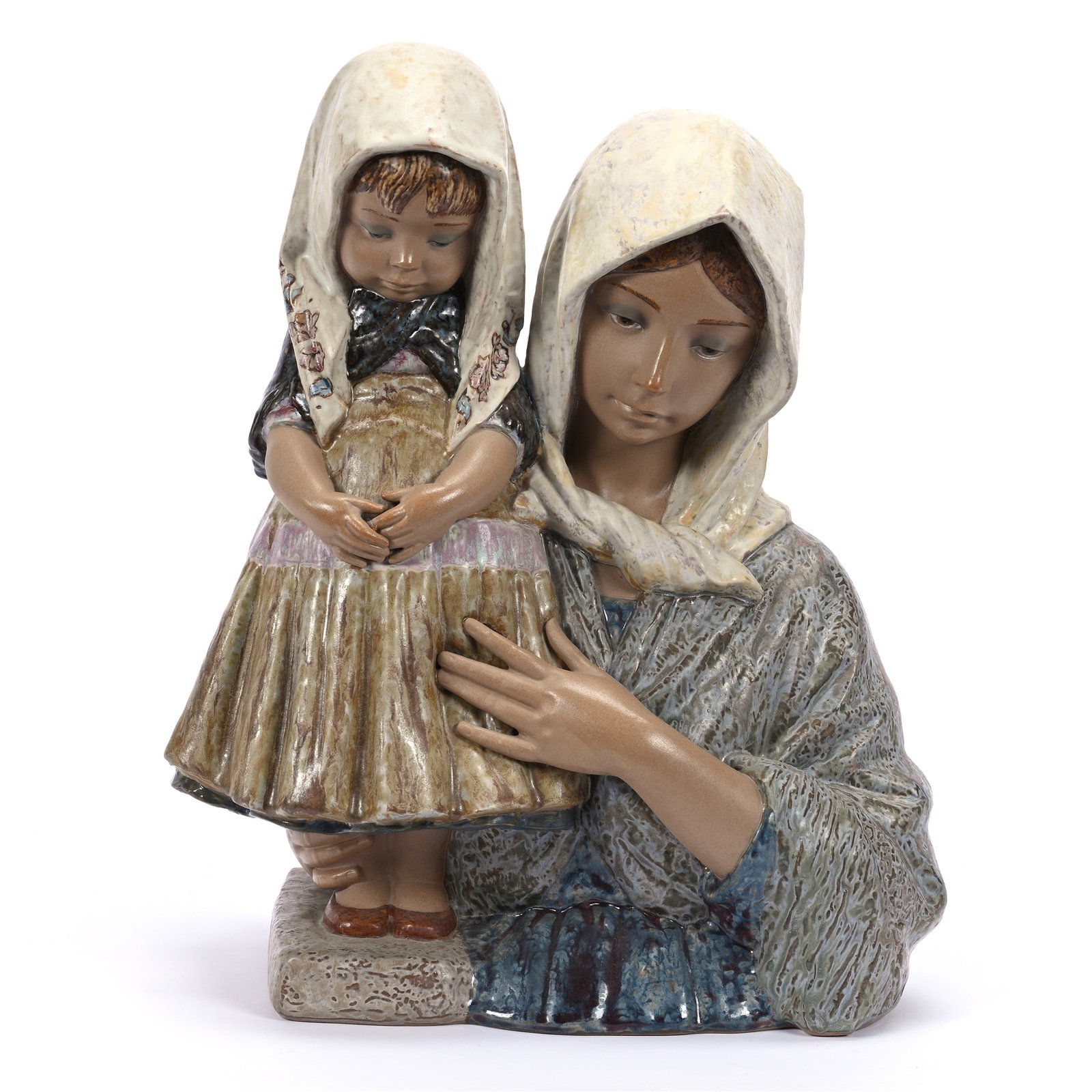 Figural Bust Group Marked Lladro Titled "My Baby", Signed Vacala, Also Signed Juana Devis: Figural Bust Group Marked Lladro Titled "My Baby", Signed Vacala, Also Signed Juana Devis, 14" x 11", Limited Edition #390, Gres Finish, Estate Of Marvin And Elfriede MIller, North Dakota.