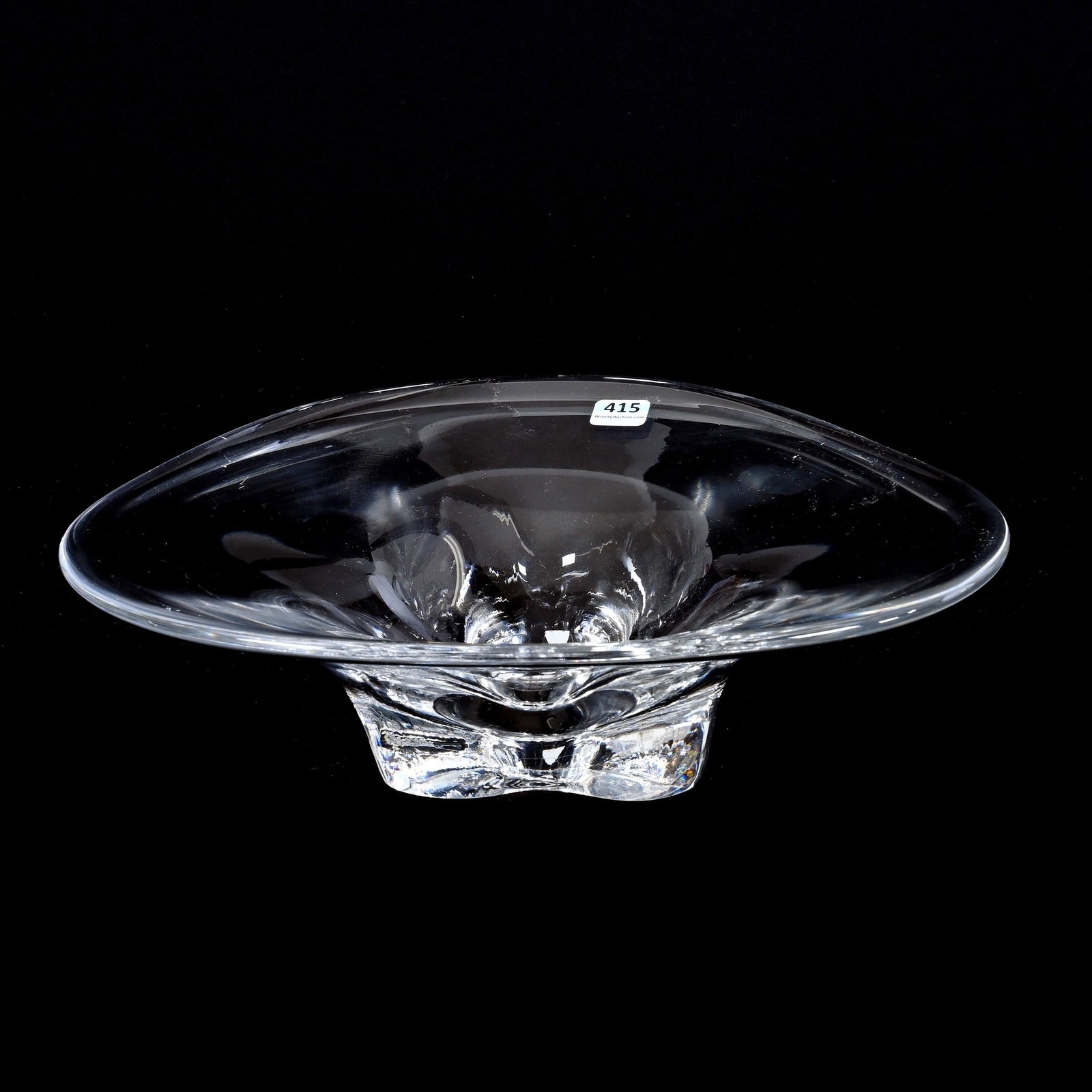 Center Bowl, Signed Orrefors, Clear Crystal: Center Bowl, Signed Orrefors, Clear Crystal, 4" x 13.25", Three Sided, Kansas Private Collection.