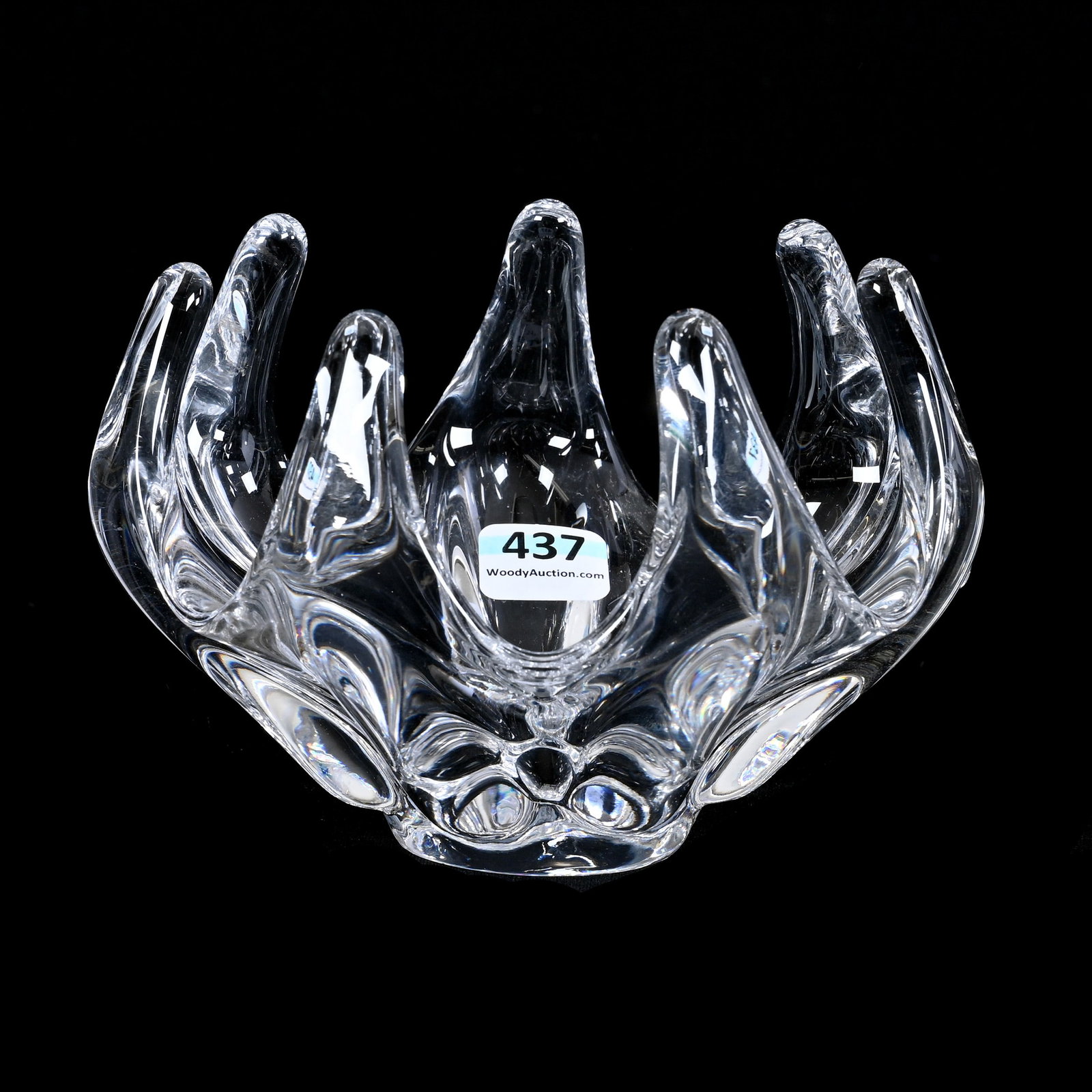 Bowl, Marked "Vannes France": Bowl, Marked "Vannes France", 4" x 5.75", Clear Crystal, Circa 1950's, Kansas Private Collection.