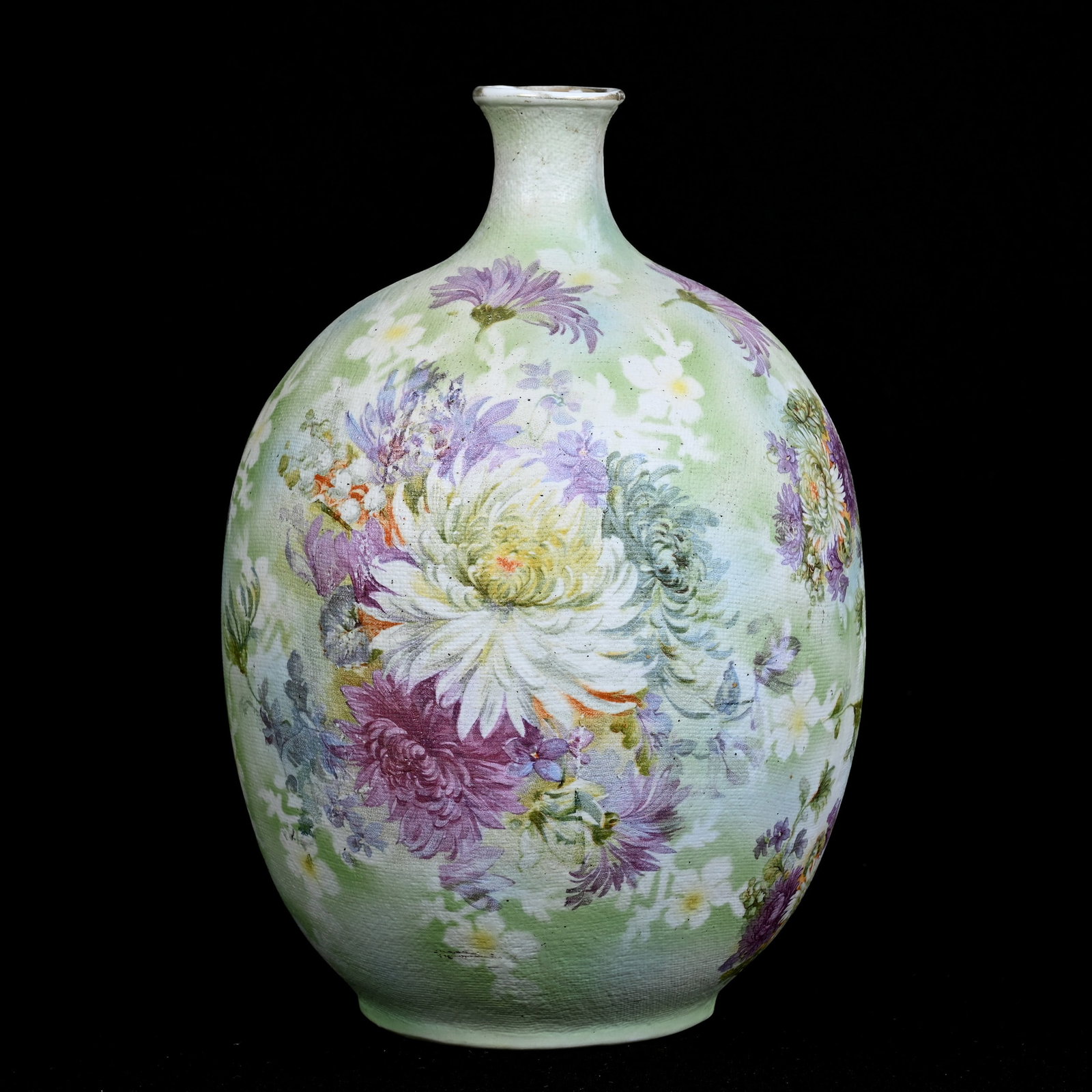 Vase, Royal Bayreuth Blue Mark, Floral Tapestry Finish: Vase, Royal Bayreuth Blue Mark, Floral Tapestry Finish, 8" x 5.25", Collection Of The Late T. J. Wilson, Oklahoma. Mr. Wilson Marked The Majority Of His Collection With A Black Marker Which Will Need 