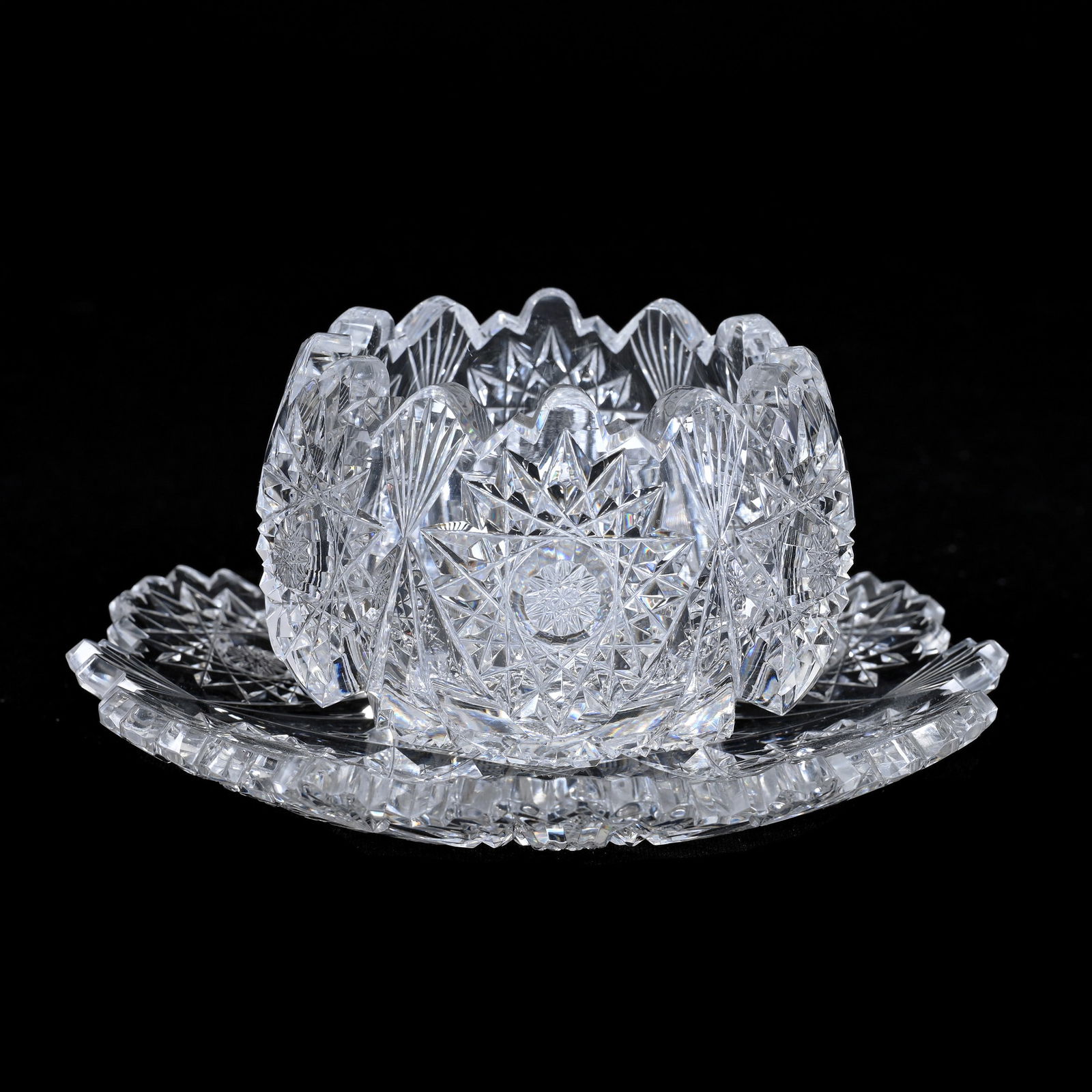 Ramekin & Underplate, Cut Glass, Kimberly Pattern By Libbey (1 of 3)