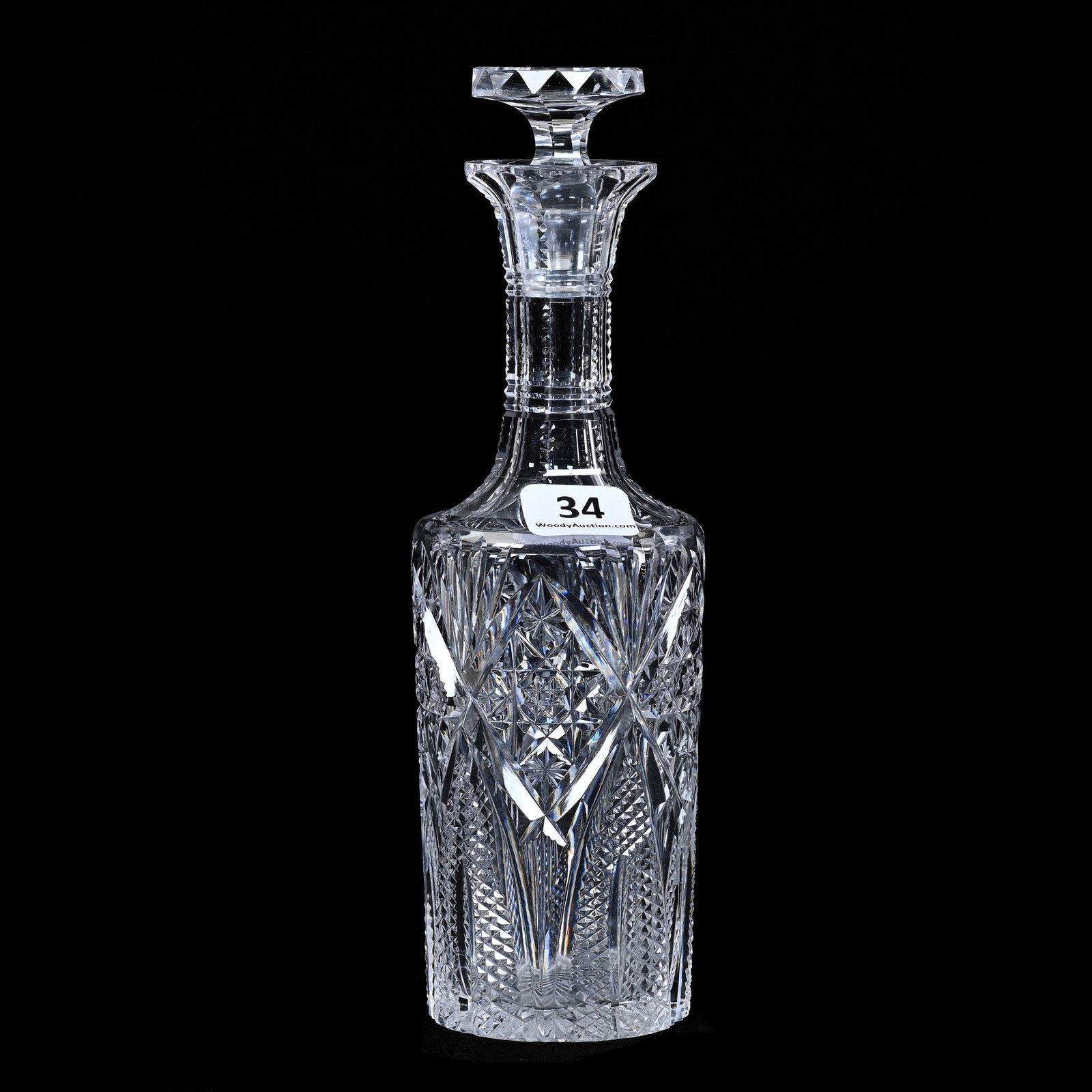 Sauce Bottle, Cut Glass, Venetian Pattern By Hawkes: Sauce Bottle, American Brilliant Cut Glass, Venetian Pattern By Hawkes, 7.5" x 2.5", Sherry and The Late Elton Linville Collection, Indiana.
