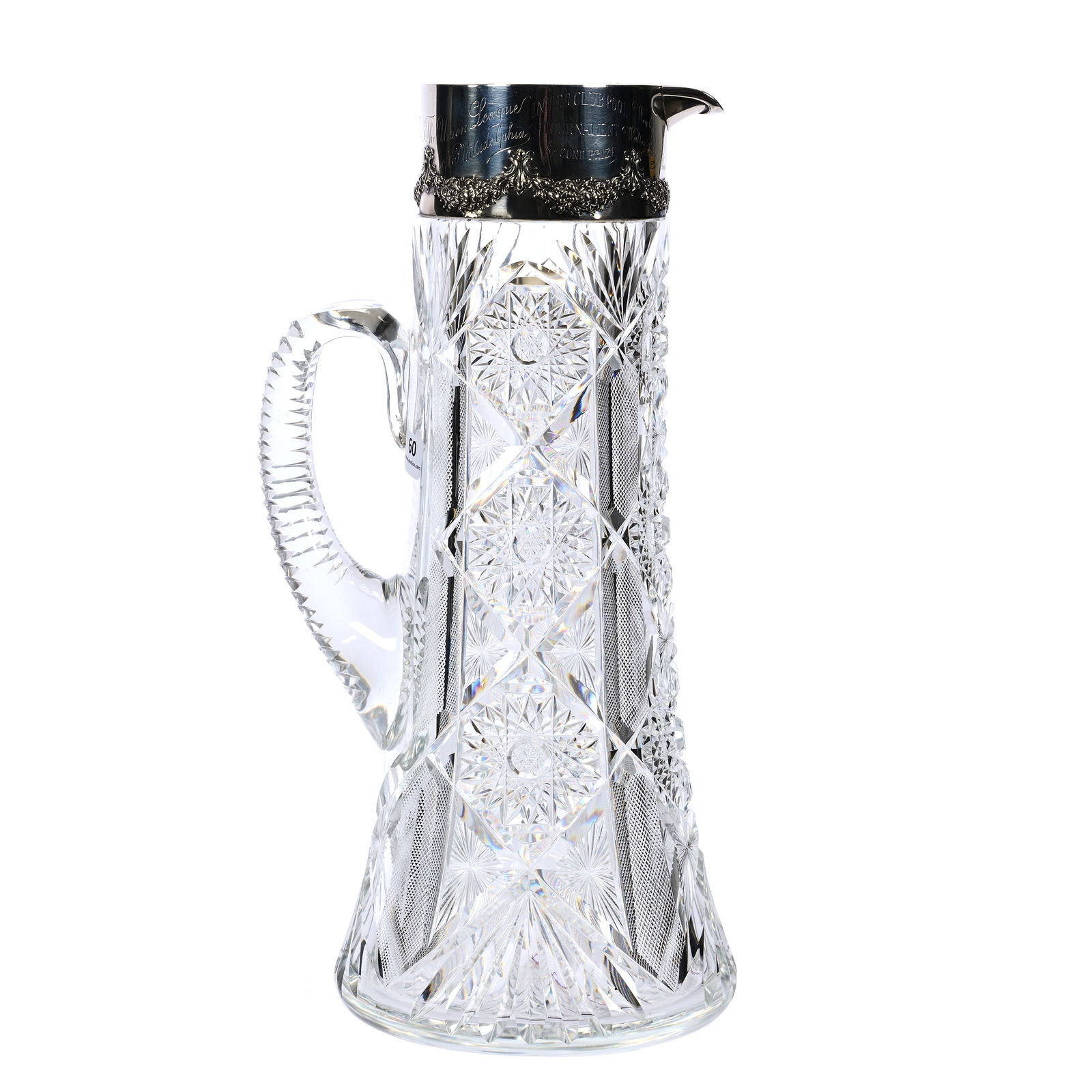 Tankard Trophy, Cut Glass, Pattern #50 By Dorflinger, Sterling Silver Spout/Collar (1 of 6)