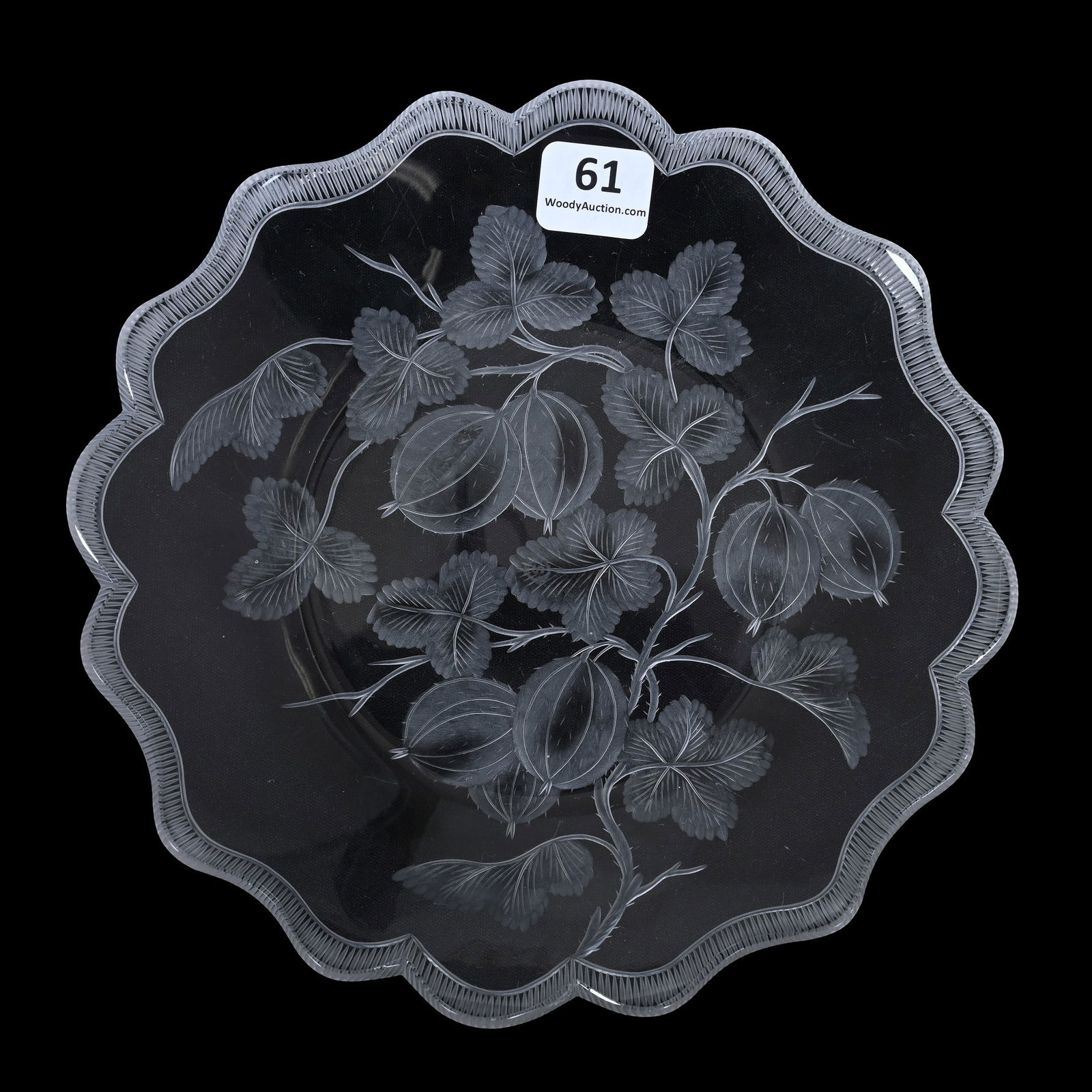 Plate, Cut Glass, Signed Sinclaire Gooseberries Pattern (1 of 2)