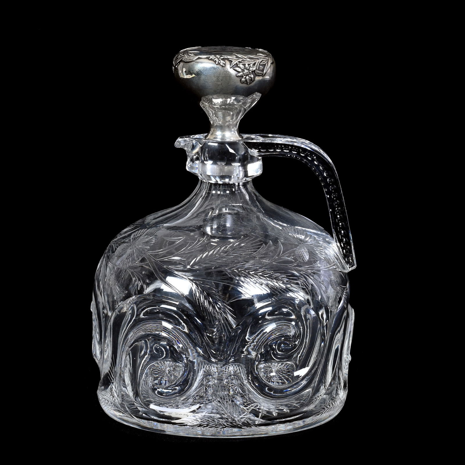 Whiskey Jug, Three Pint, Cut Glass, Signed J. Hoare Snail And Wheat Design (1 of 5)