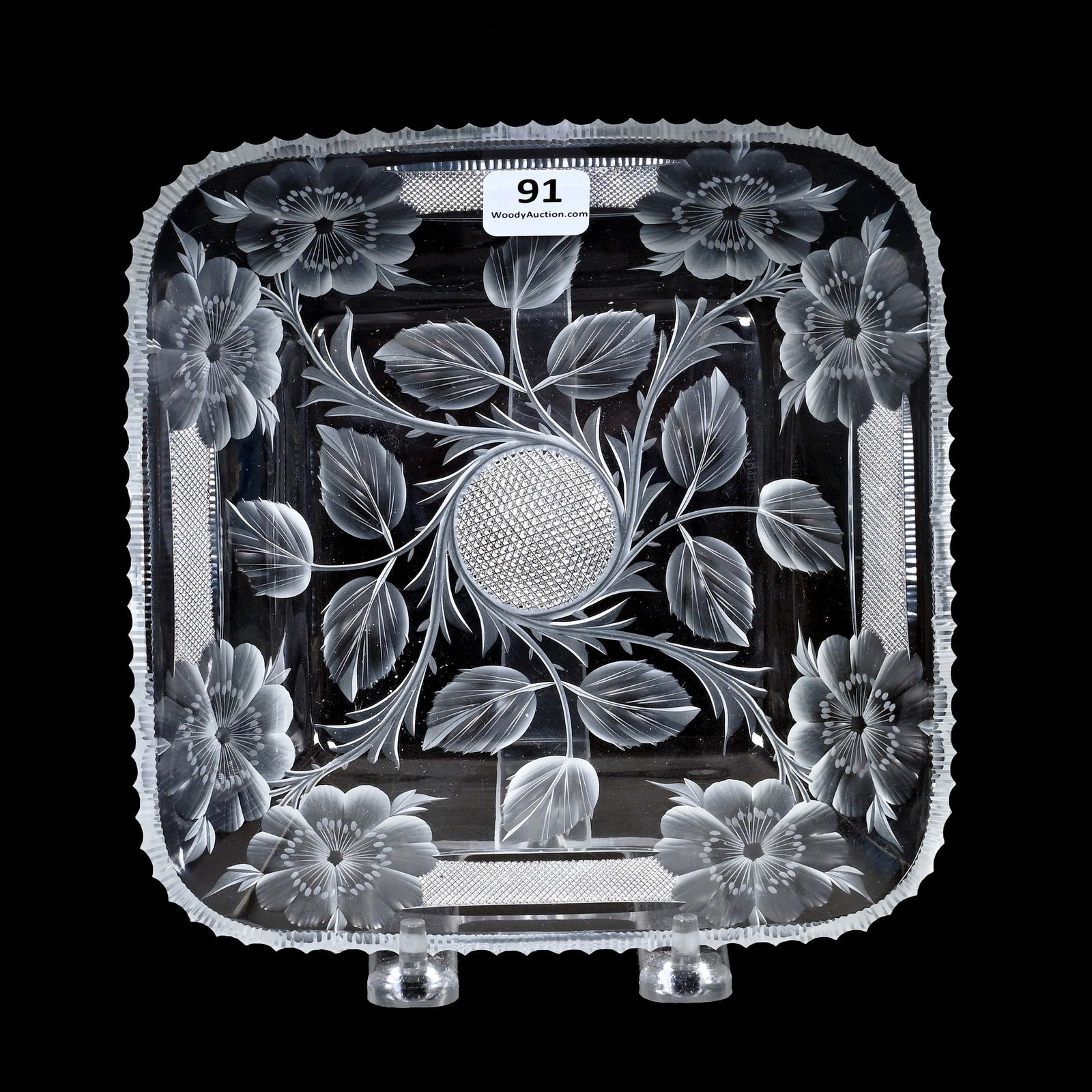 Square Plate, Cut Glass, Signed Tuthill, Rosemere Pattern (1 of 2)