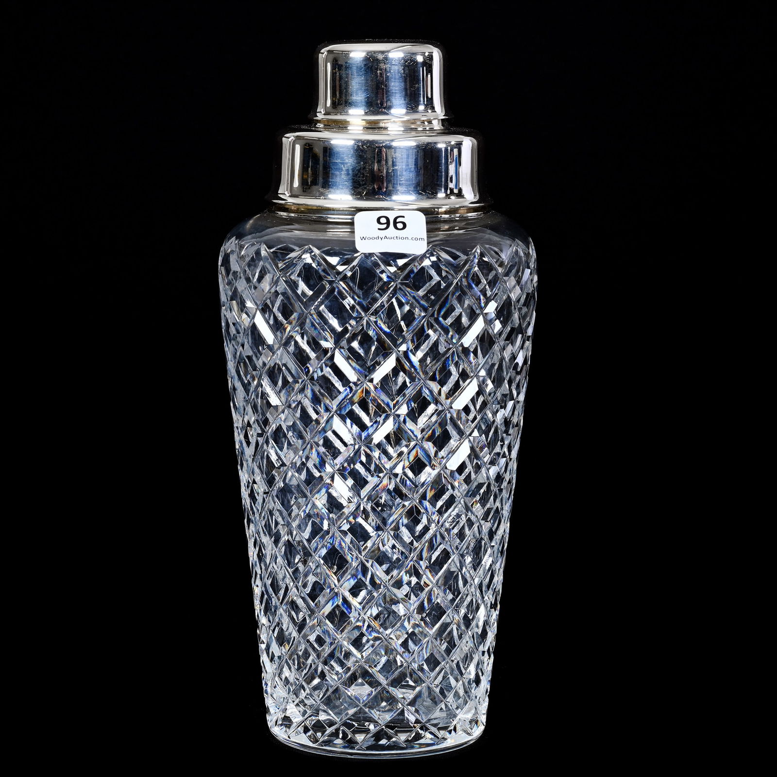Martini Shaker, Cut Glass, Diamond Pattern With Sterling Silver Top Marked Tiffany & Company #23253 (1 of 4)
