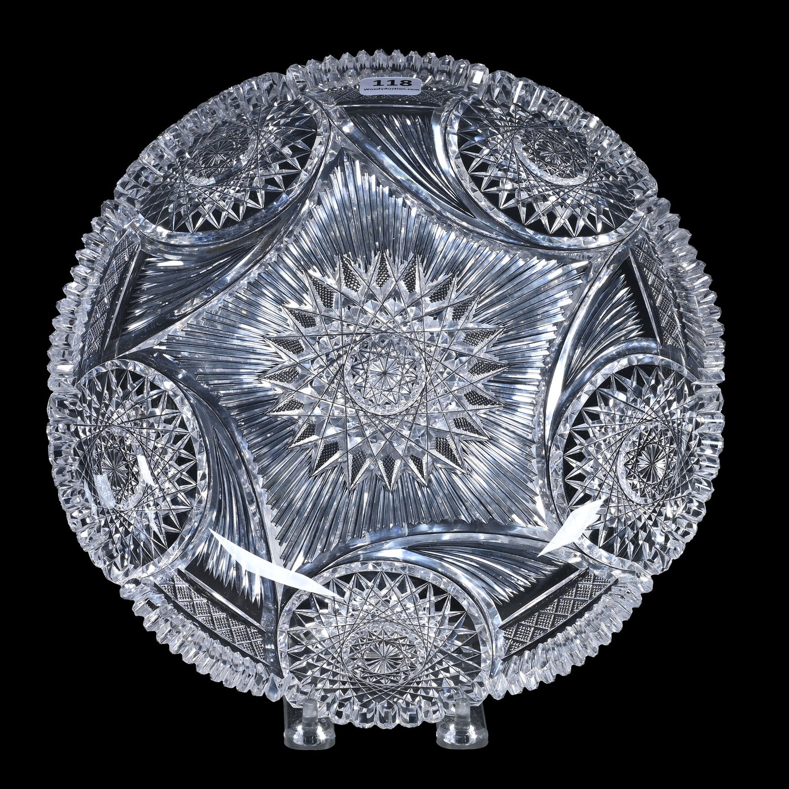 Bowl, Cut Glass, Plymouth Pattern By Bergen (1 of 3)