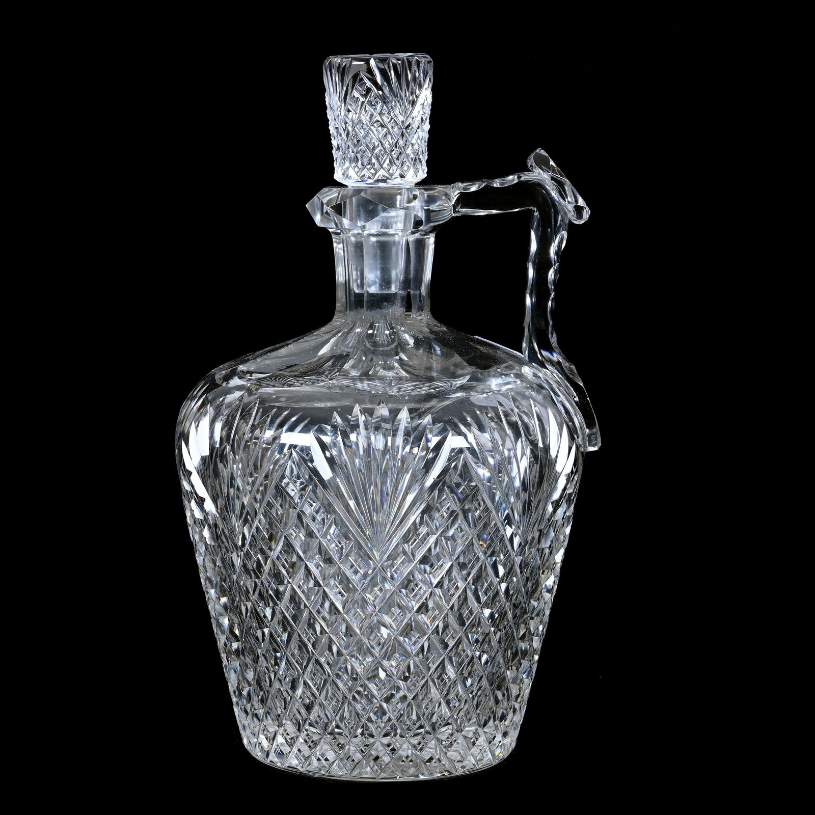 Whiskey Jug, Cut Glass, Crosscut Diamond A/K/A Strawberry Diamond Pattern (1 of 3)