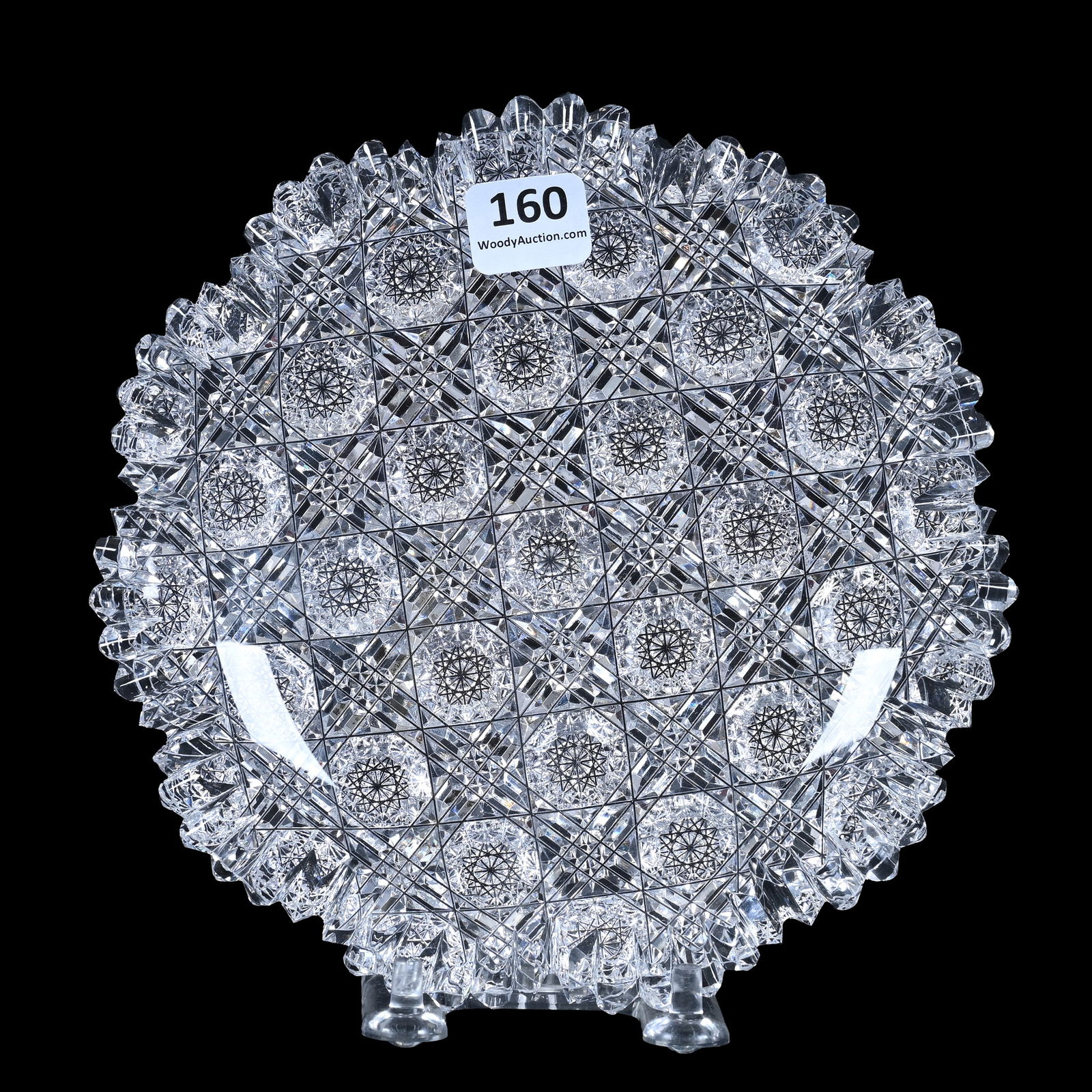 Plate, Cut Glass, Signed Hawkes Imperial 2 Pattern, Triple Miter Trellis, Very Deep Cutting (1 of 4)