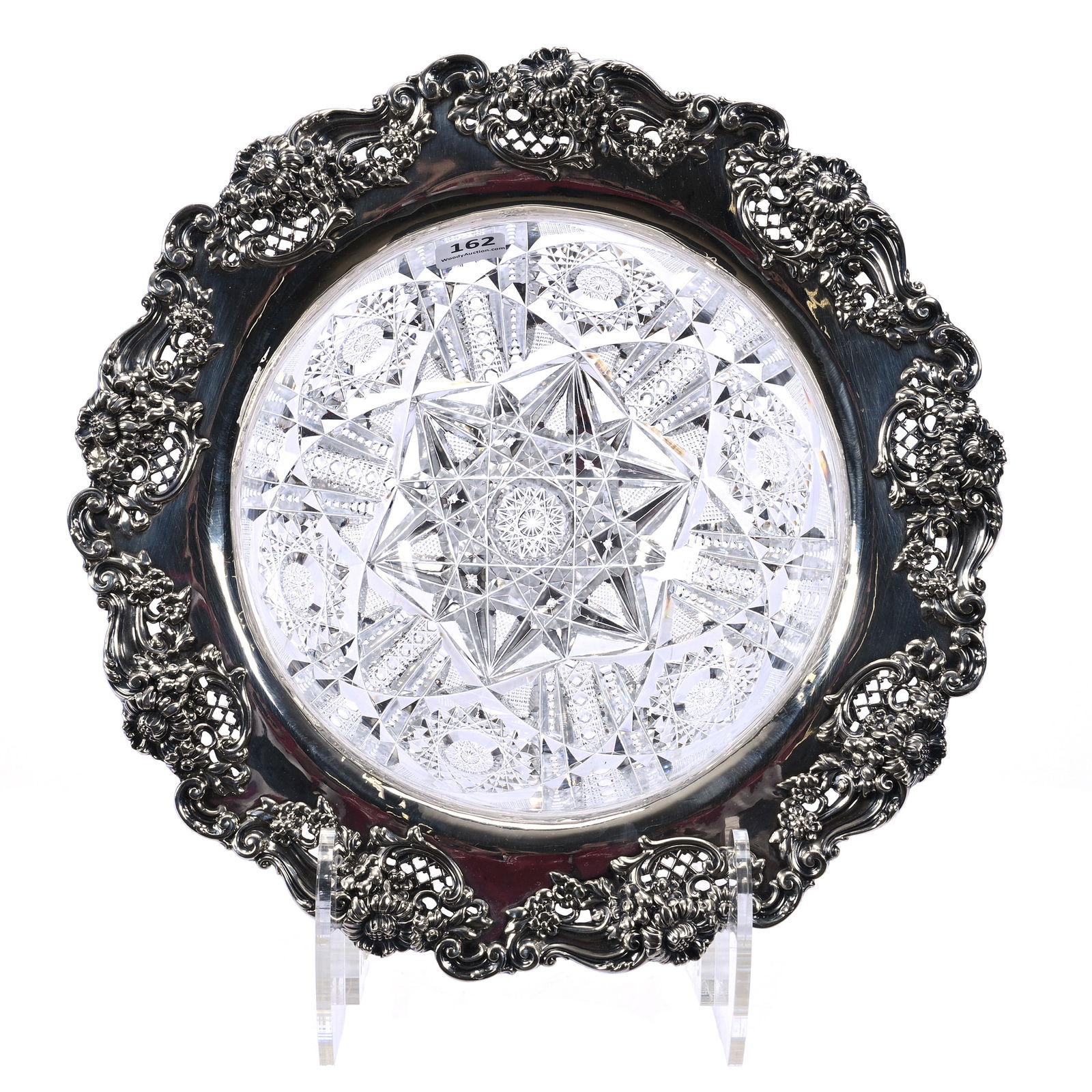 Bowl, Cut Glass, Ellsmere Pattern By Libbey, Exceptional Sterling Silver Rim By Black, Starr & Frost (1 of 4)