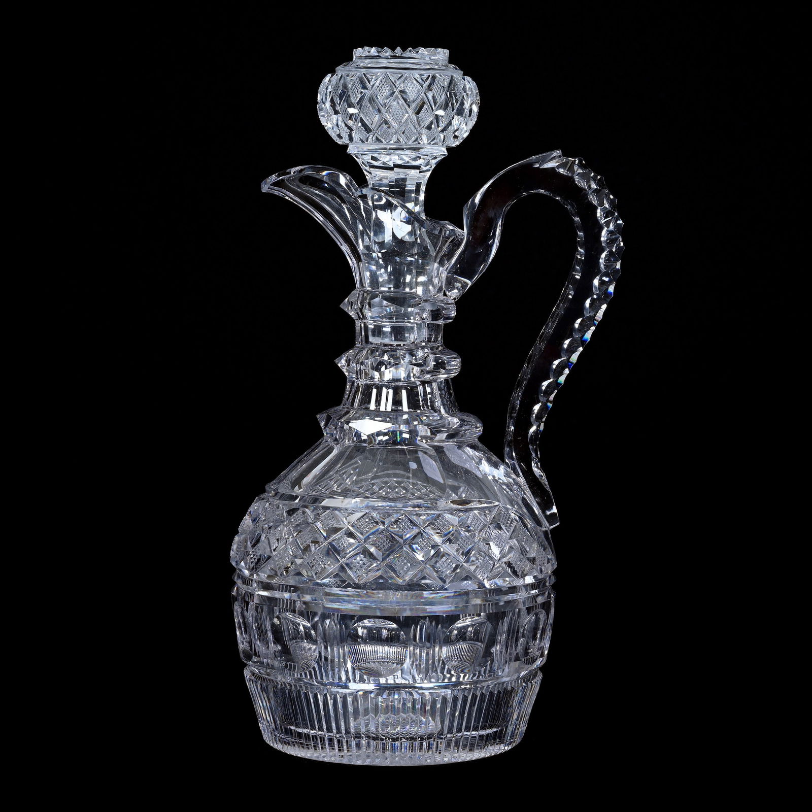 Decanter, Handled, Cut Glass, Pattern Resembles Old English By Hawkes (1 of 3)