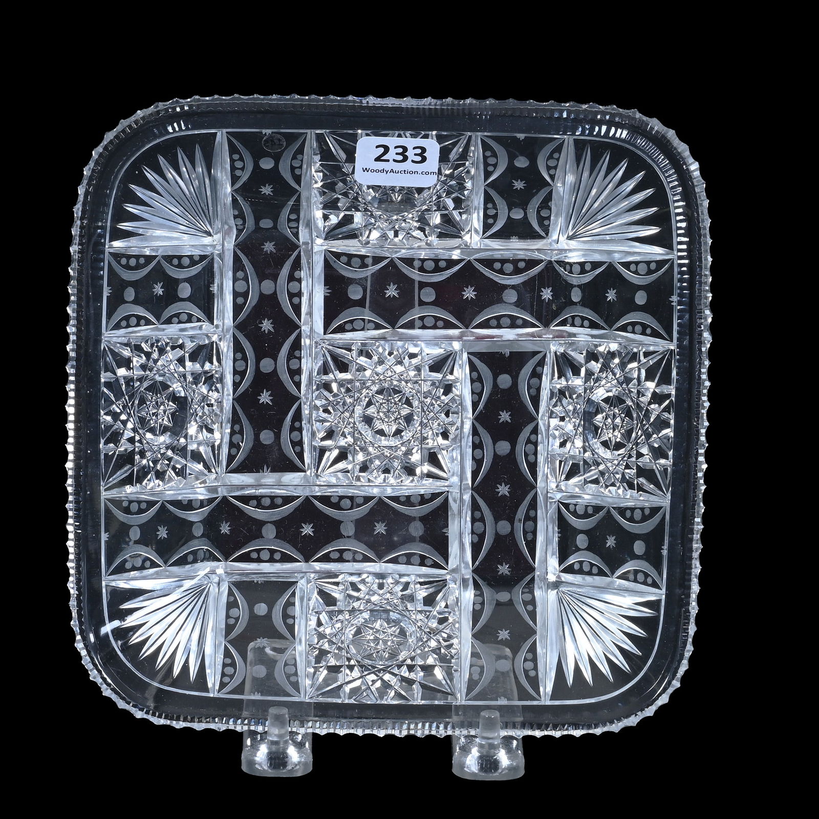 Square Plate, Cut Glass, Athena Pattern By Tuthill, Quality Blank (1 of 2)