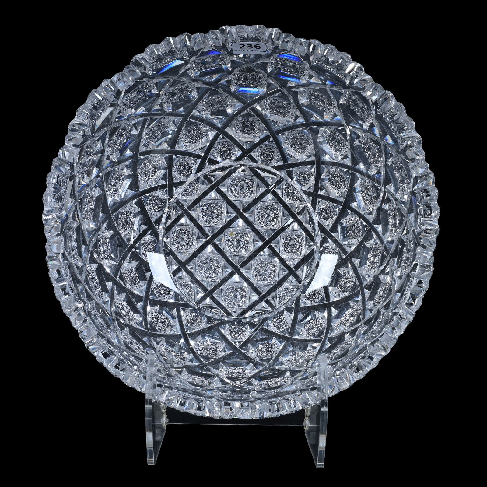 Bowl, Cut Glass, Signed J. Hoare Superb Trellis Pattern (1 of 3)