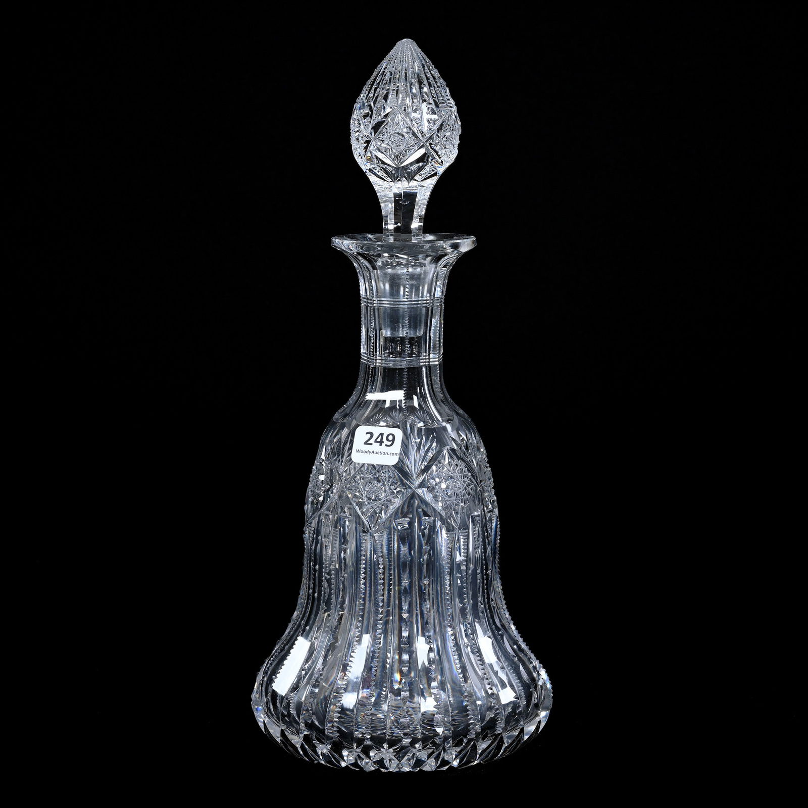 Decanter, Bell Shape, Cut Glass, Beautiful Prism Cut Body With Hobstar & Fan Chain (1 of 3)