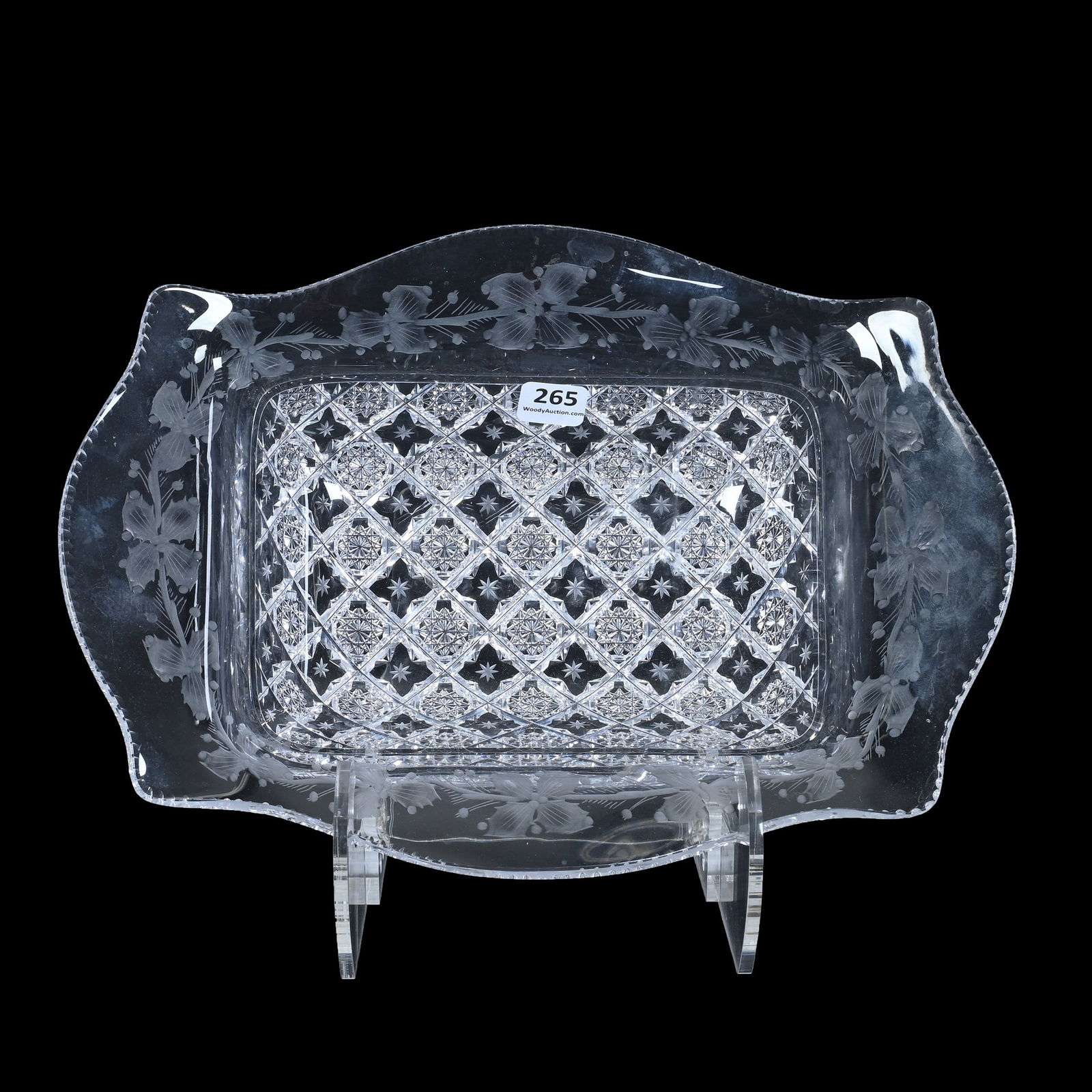 Rectangular Bowl, Cut Glass, Signed Sinclaire, Snowflake And Holly Pattern, Wonderful Form (1 of 2)