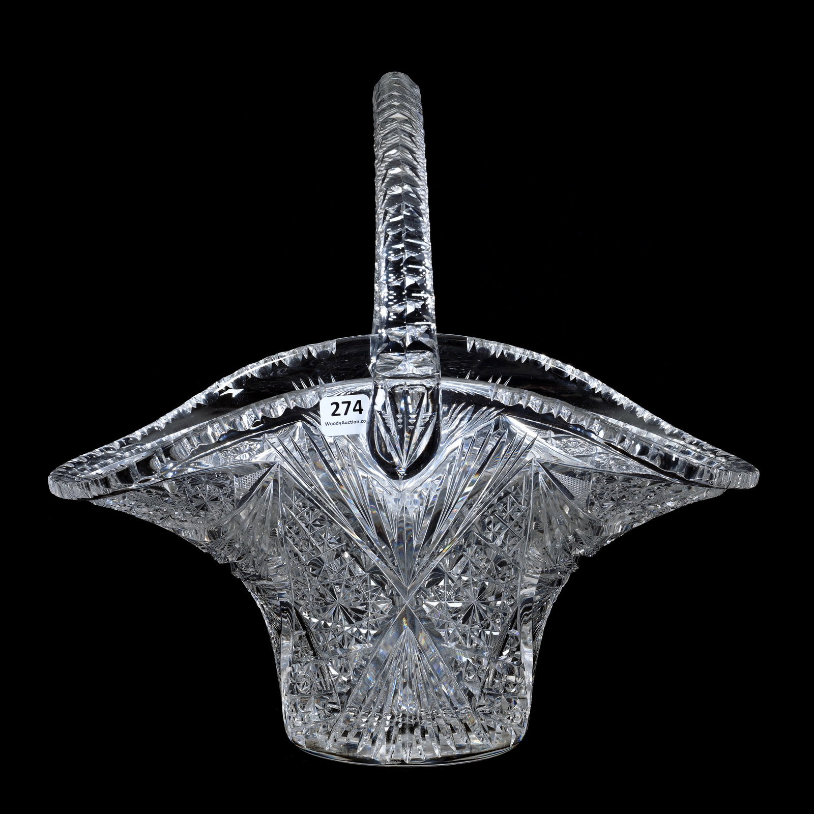 Large Basket, Cut Glass, Tropicana Pattern Cut By American Cut Glass, Designed By W.C. Anderson (1 of 3)