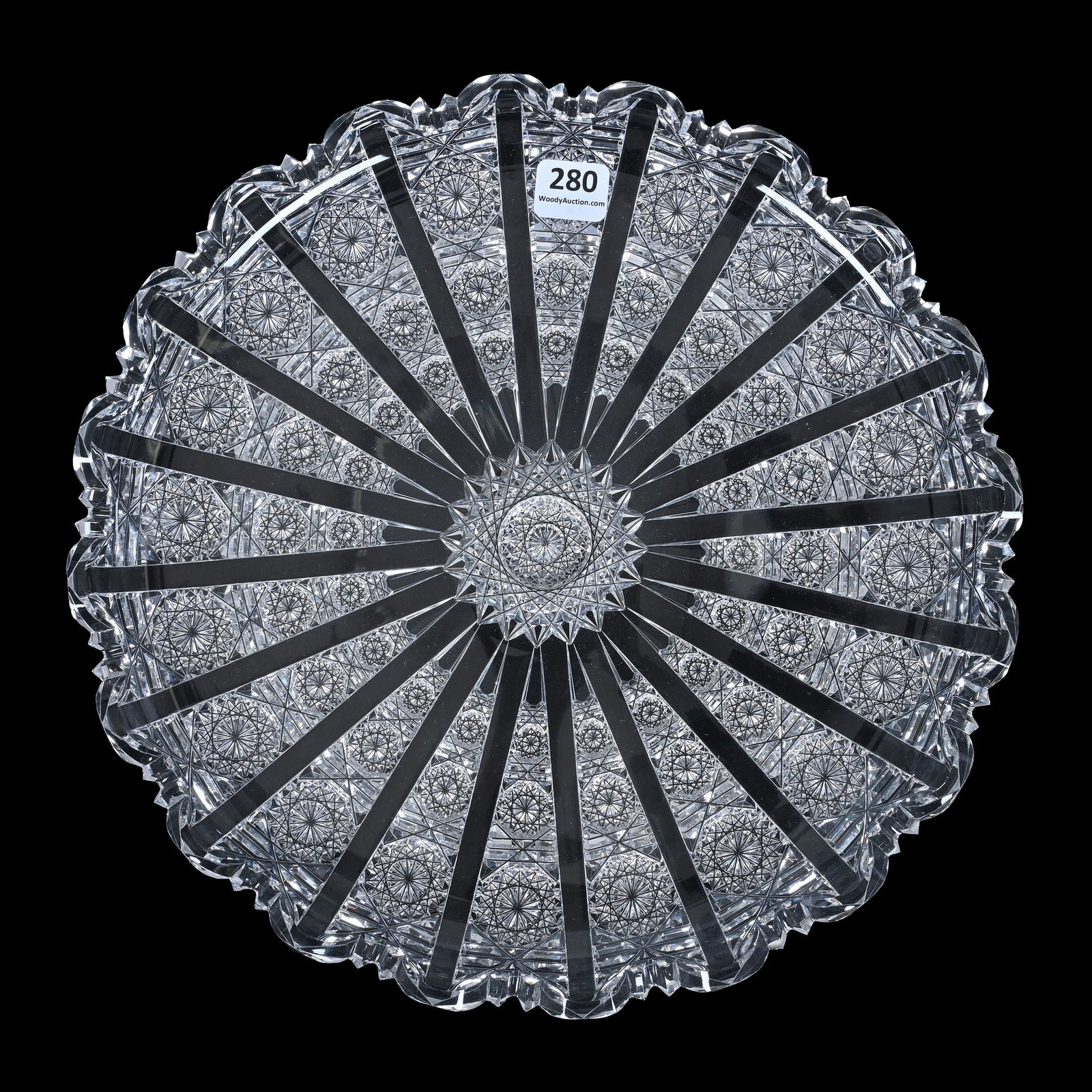 Round Tray, Cut Glass, Signed Hawkes Panel Pattern, Superb Example (1 of 3)