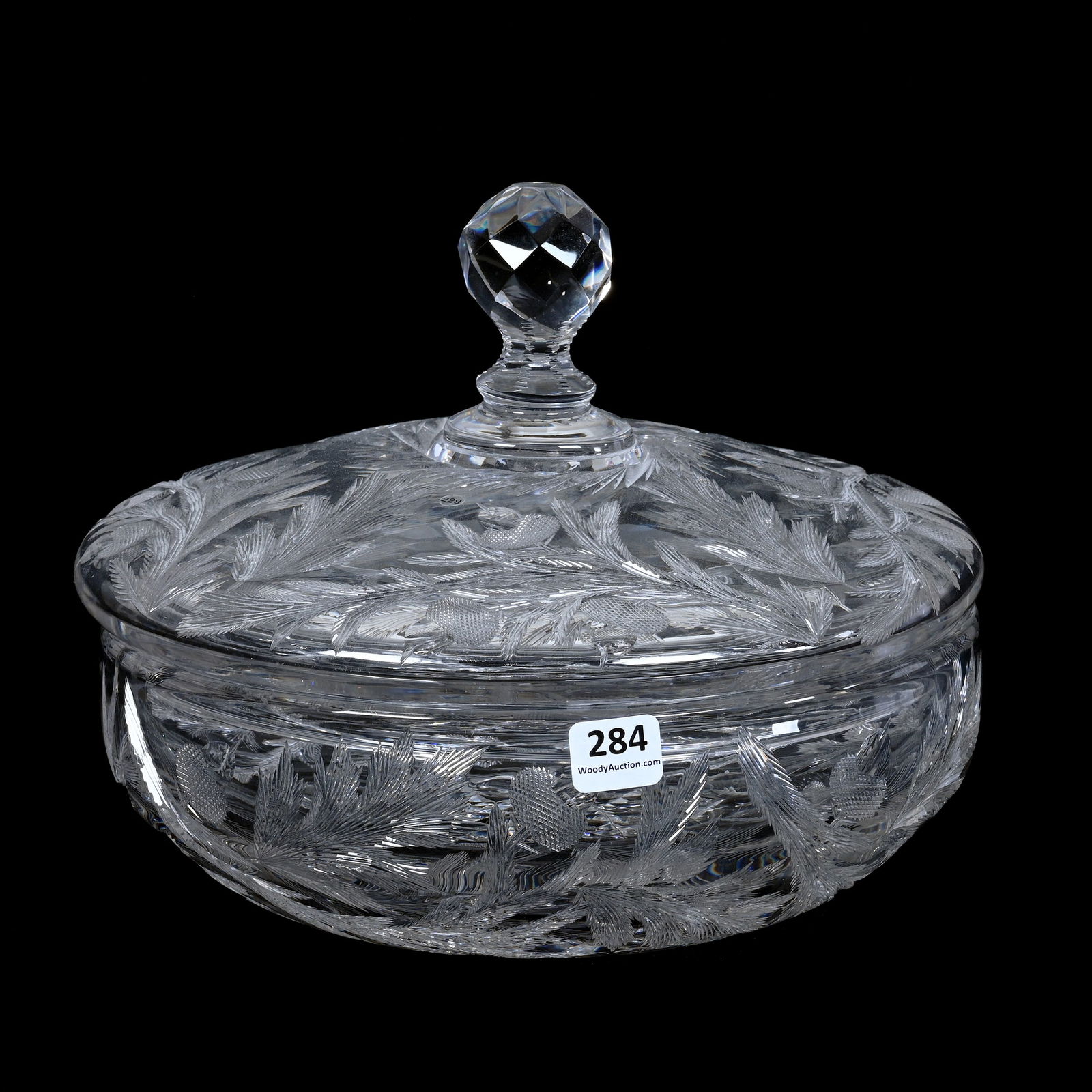 Covered Casserole, Cut Glass, Rare Acorn Pattern Designed By W.C. Anderson (1 of 3)