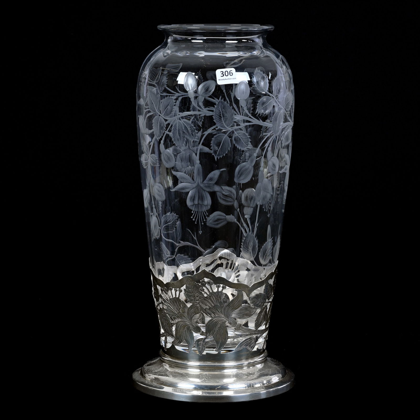 Vase, Cut Glass, Signed Sinclaire Engraved Fuchsia Pattern (1 of 7)