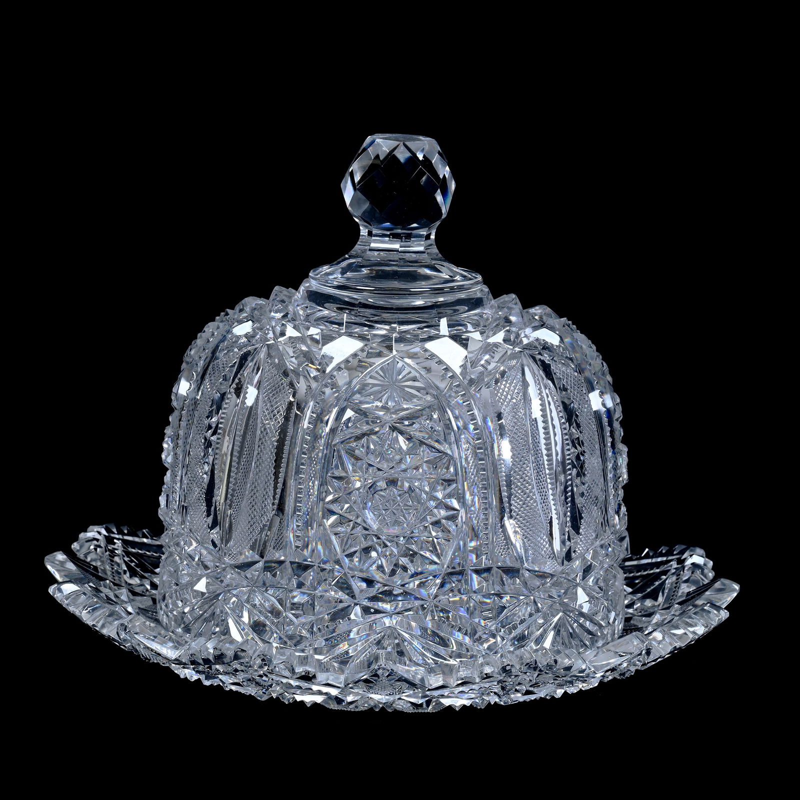 Covered Cheese Dish, Cut Glass, Webster Pattern By Higgins And Seiter (1 of 3)
