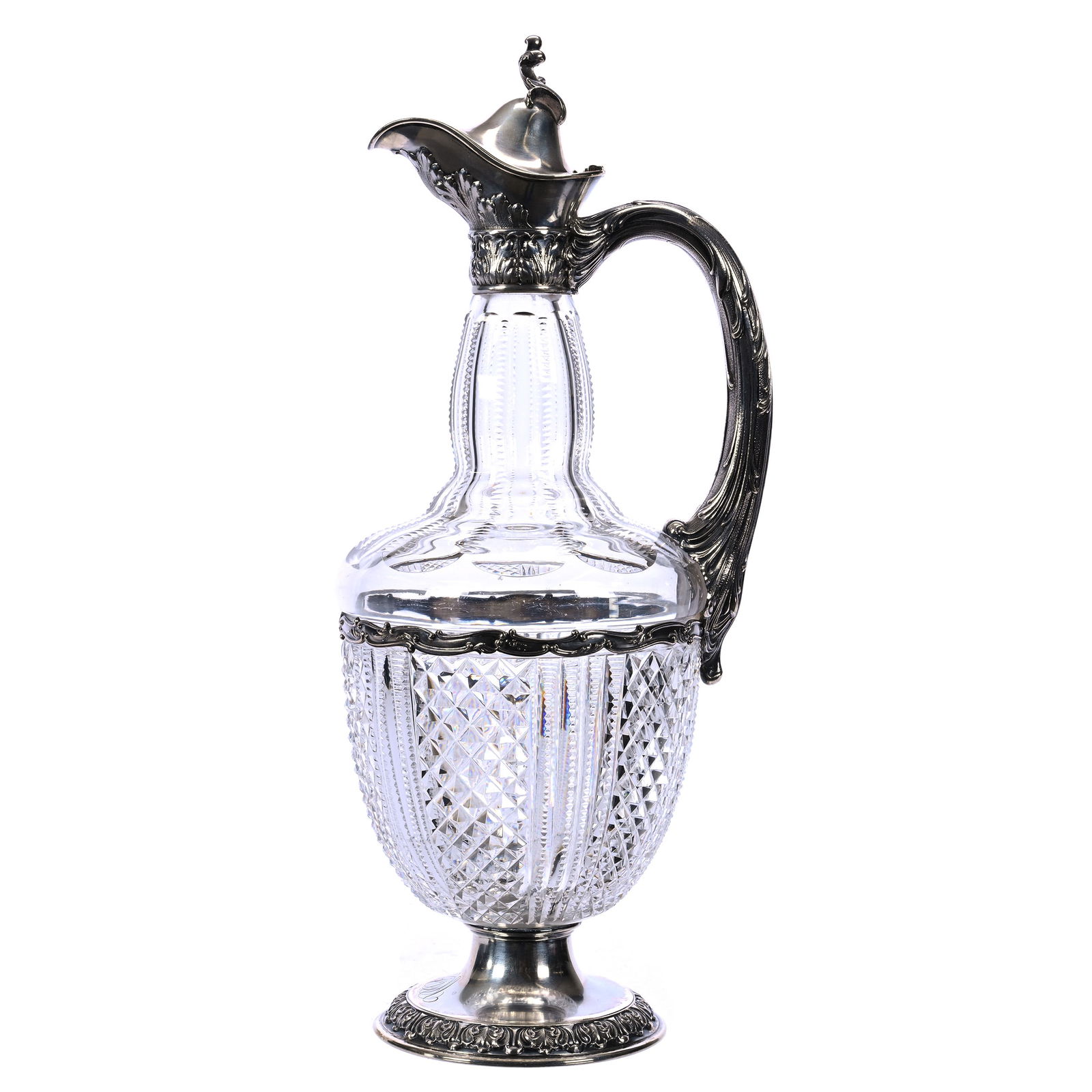 Pedestal Ewer, Cut Glass, Alternating Panels Of Diamond & Prism Motif (1 of 5)