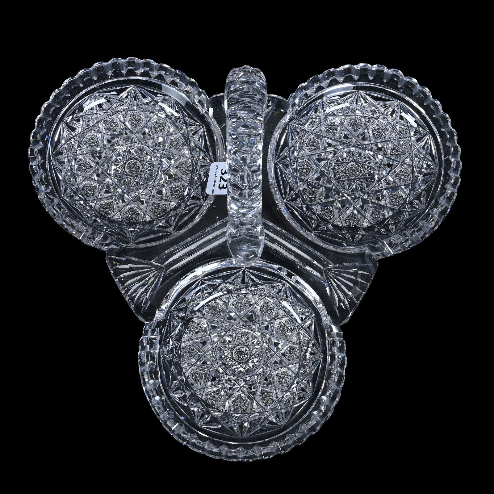 Handled Three Sectioned Serving Dish, Clover Pattern, Bergen (1 of 3)