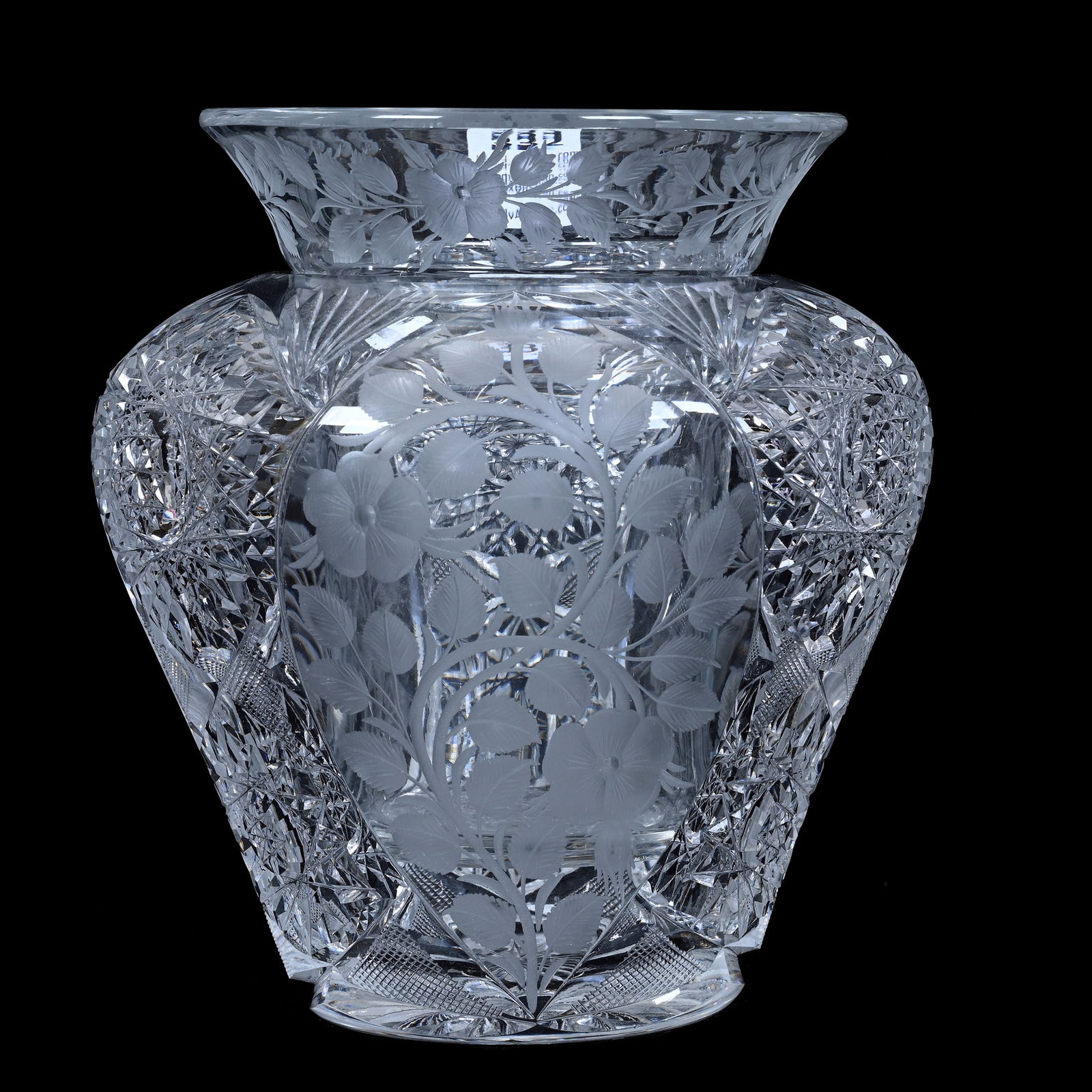 Two Piece Flower Vase, Attributed To Hunt Brazilian Pattern, American Brilliant Cut Glass (1 of 3)