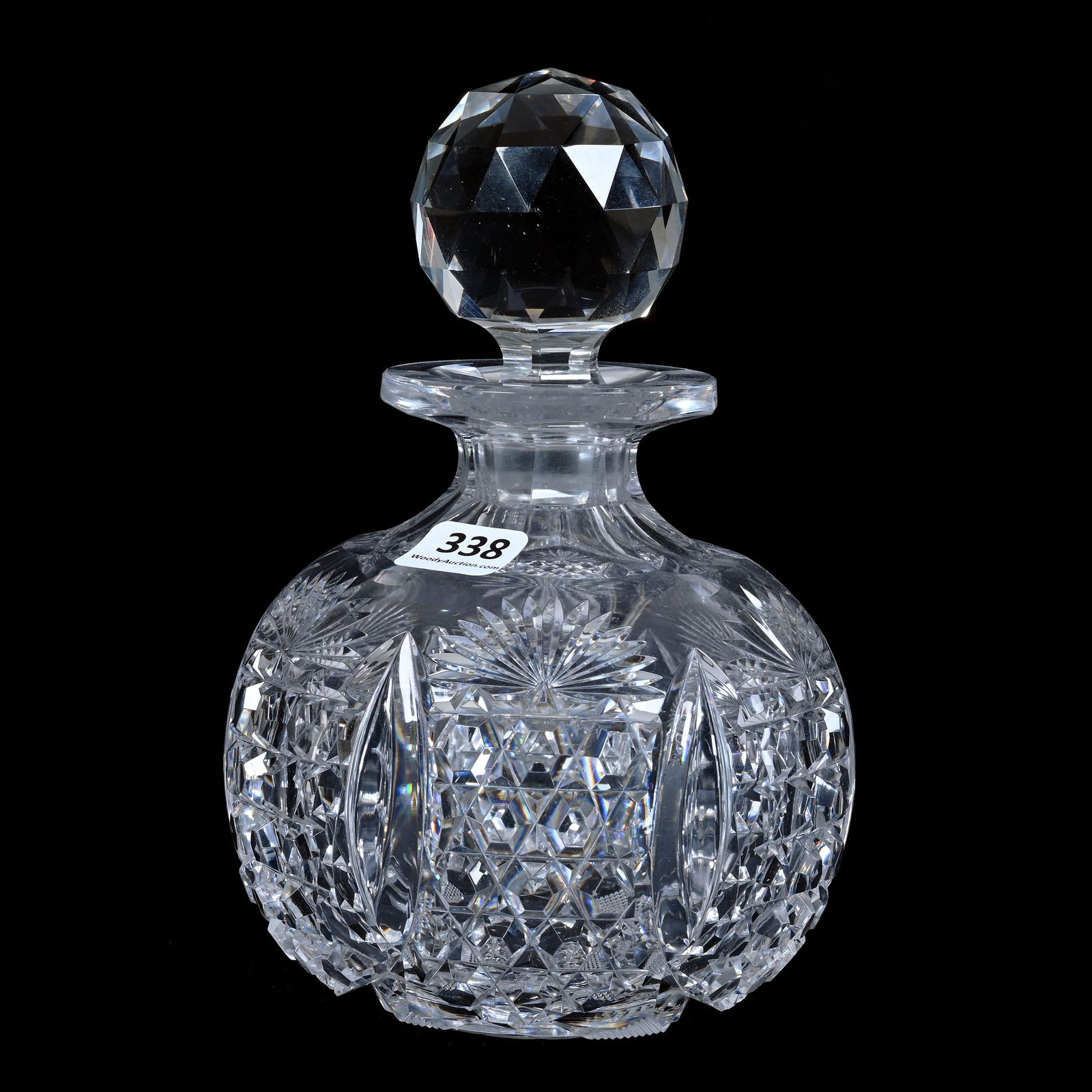 Cologne Bottle, Cut Glass, Unique Modified Grecian Pattern With Tusks & Large Hob Button Design (1 of 3)