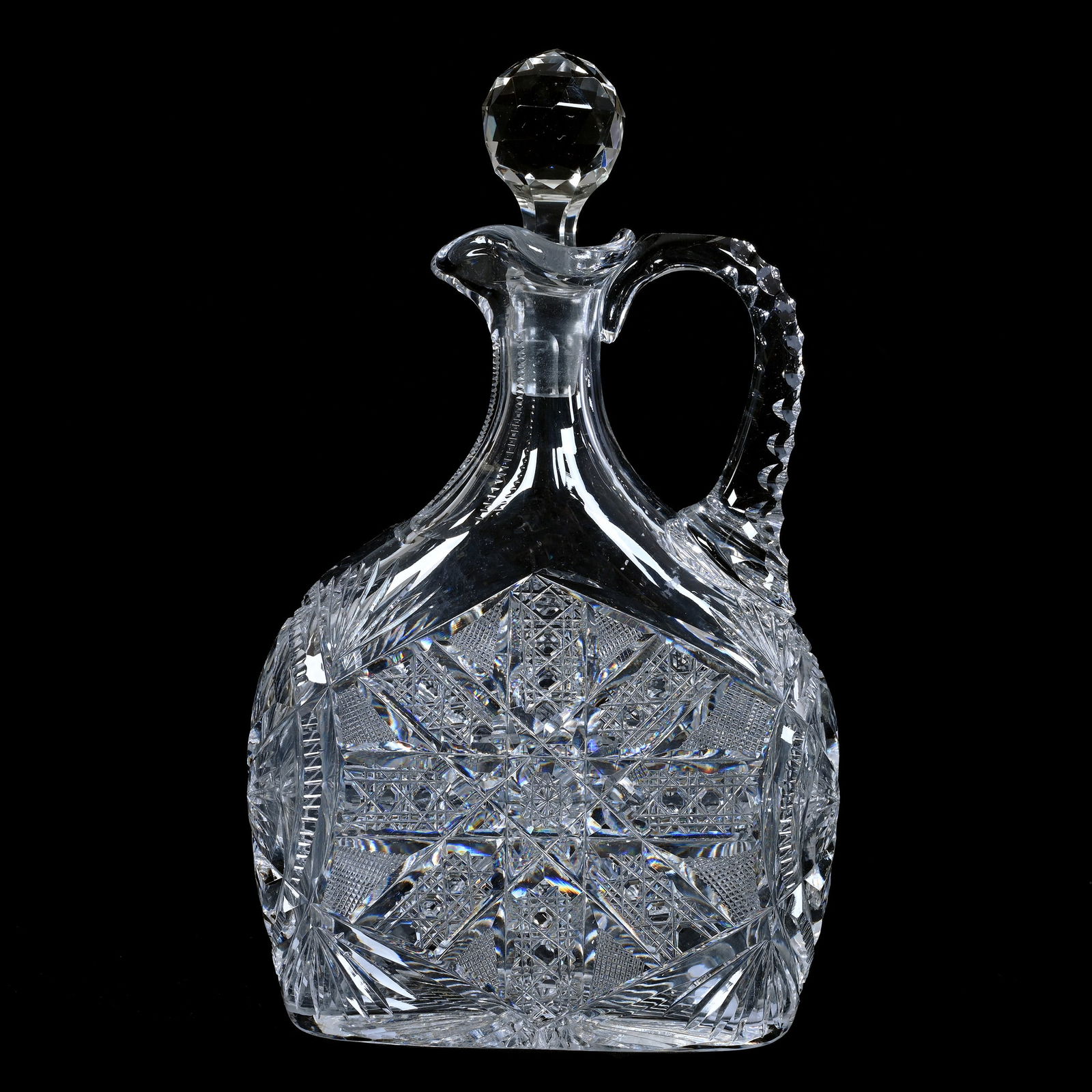 Flask Decanter, Cut Glass, Signed J. Hoare Aztec Pattern According To Seller's Note (1 of 4)