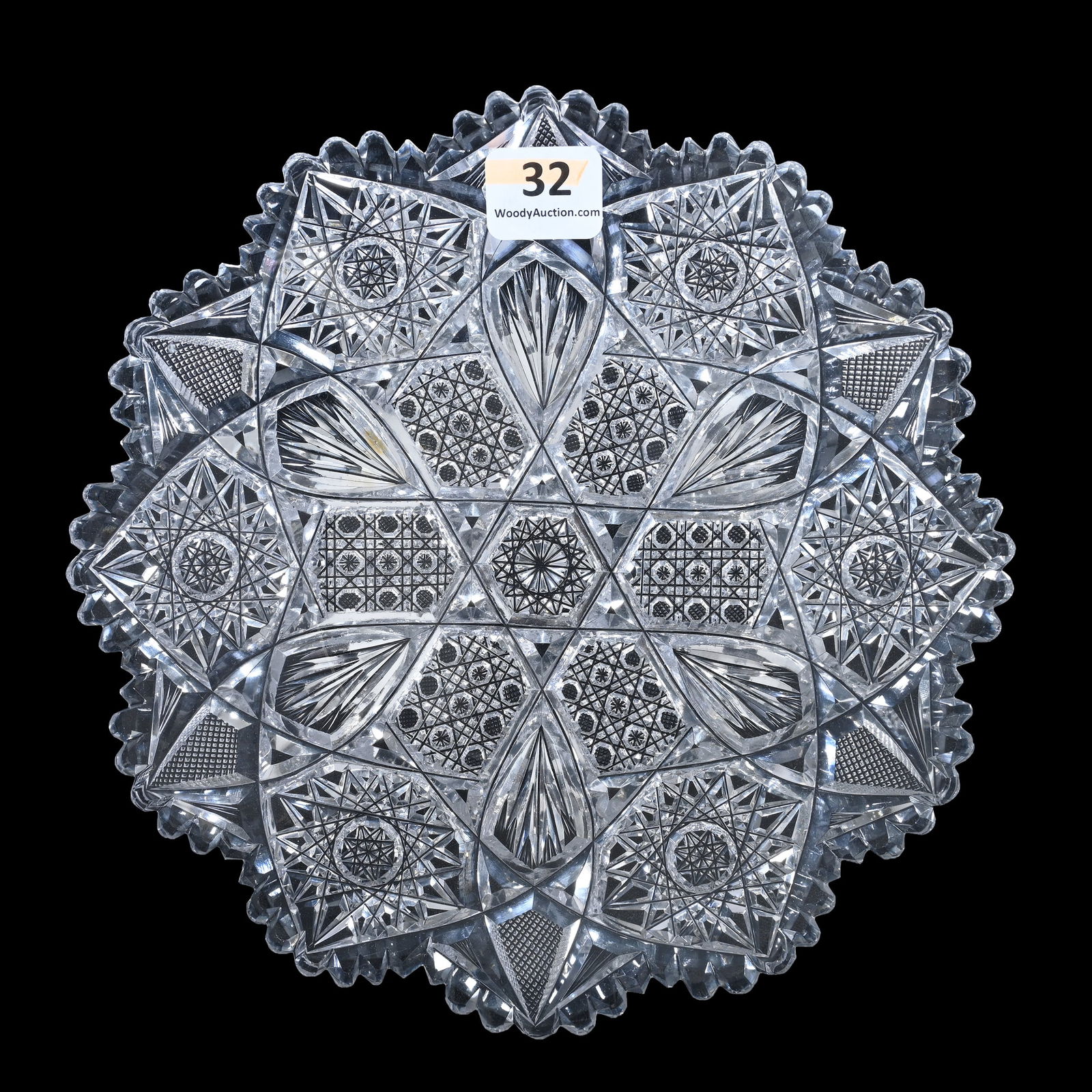 Plate, ABCG, Six Sections Of Hobstar, Vesica, Cane, Strawberry Diamond, & Fan Motif (1 of 2)