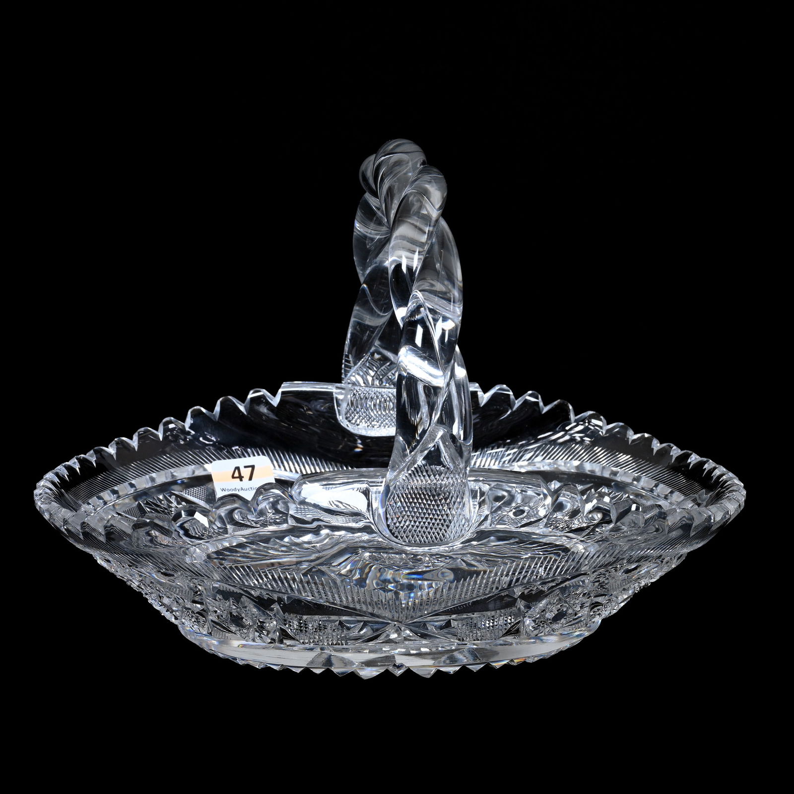 "Sweet Sixteen" Basket, ABCG, Signed Libbey Rosella Pattern (Designed By W.C. Anderson) (1 of 4)