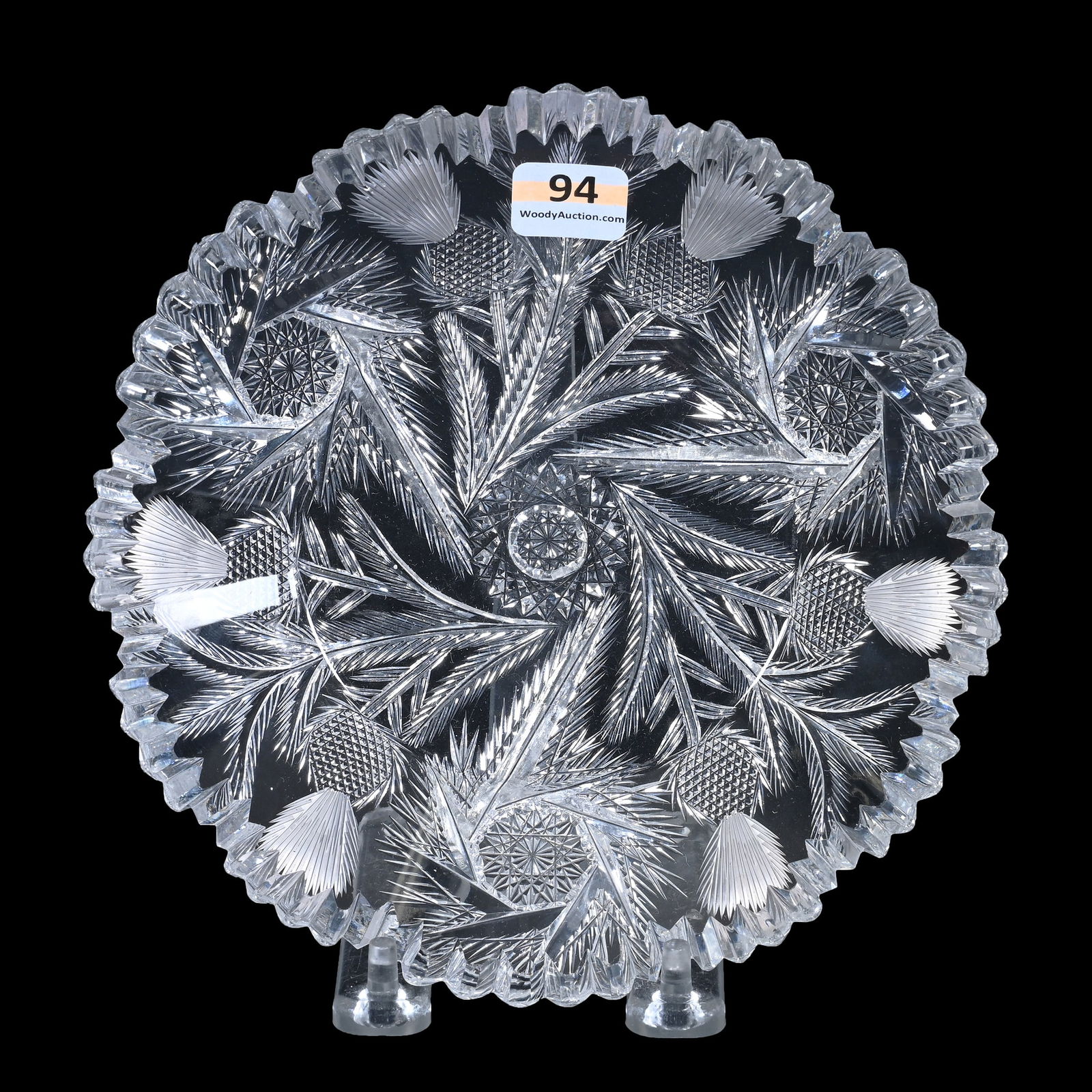 Plate, ABCG, Thistle With Pinwheel Pattern Designed By Anderson, Very Heavy Blank: Plate, American Brilliant Cut Glass, Thistle With Pinwheel Pattern Designed By Anderson, Very Heavy Blank, 7", Pattern Featured In Chain Of Evidence Continues By Anderson Study Group, Page 425, Collec