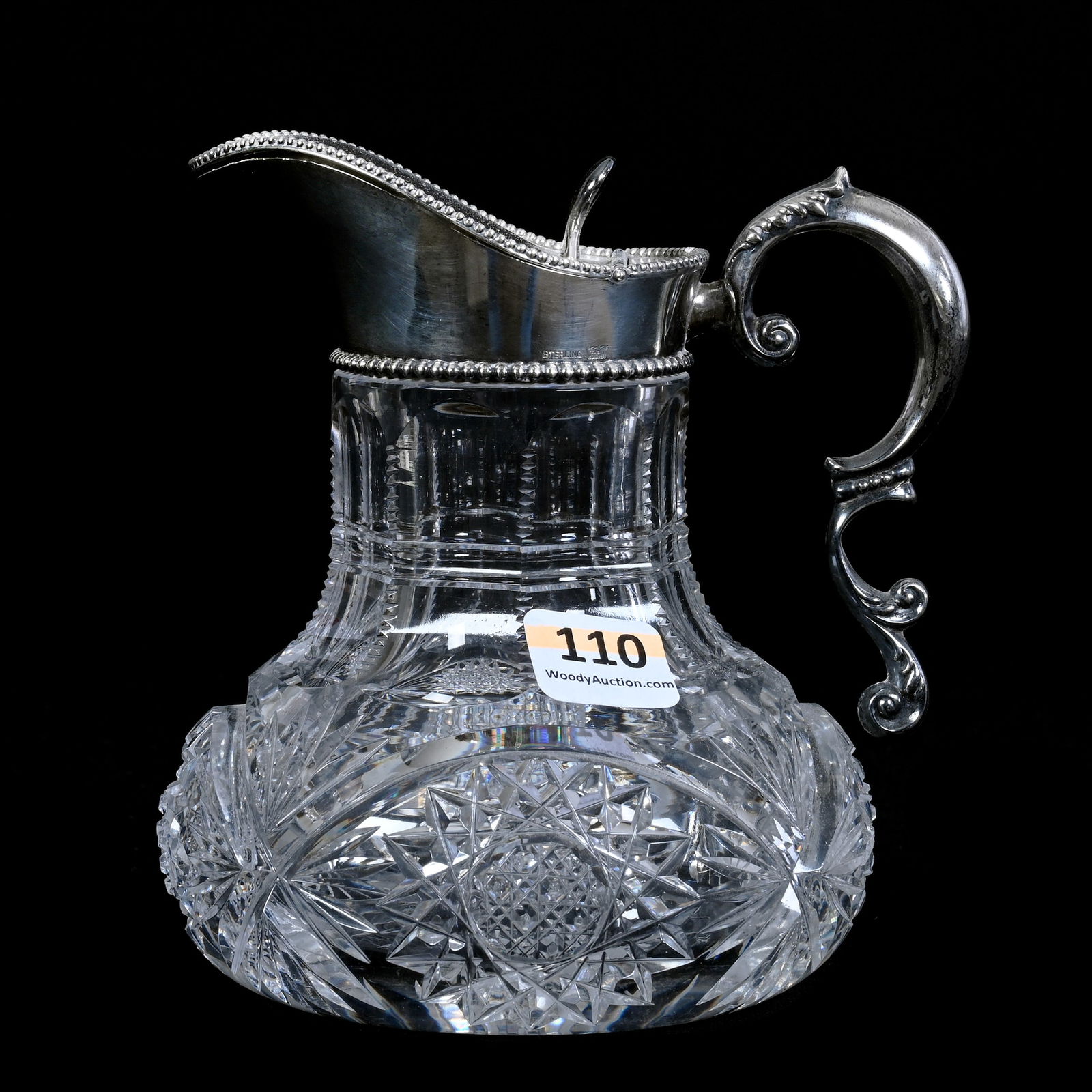 Syrup Pitcher, ABCG, Hobstar & Fan Motif By Meriden, Sterling Silver Spout & Handle Marked Wilcox (1 of 5)
