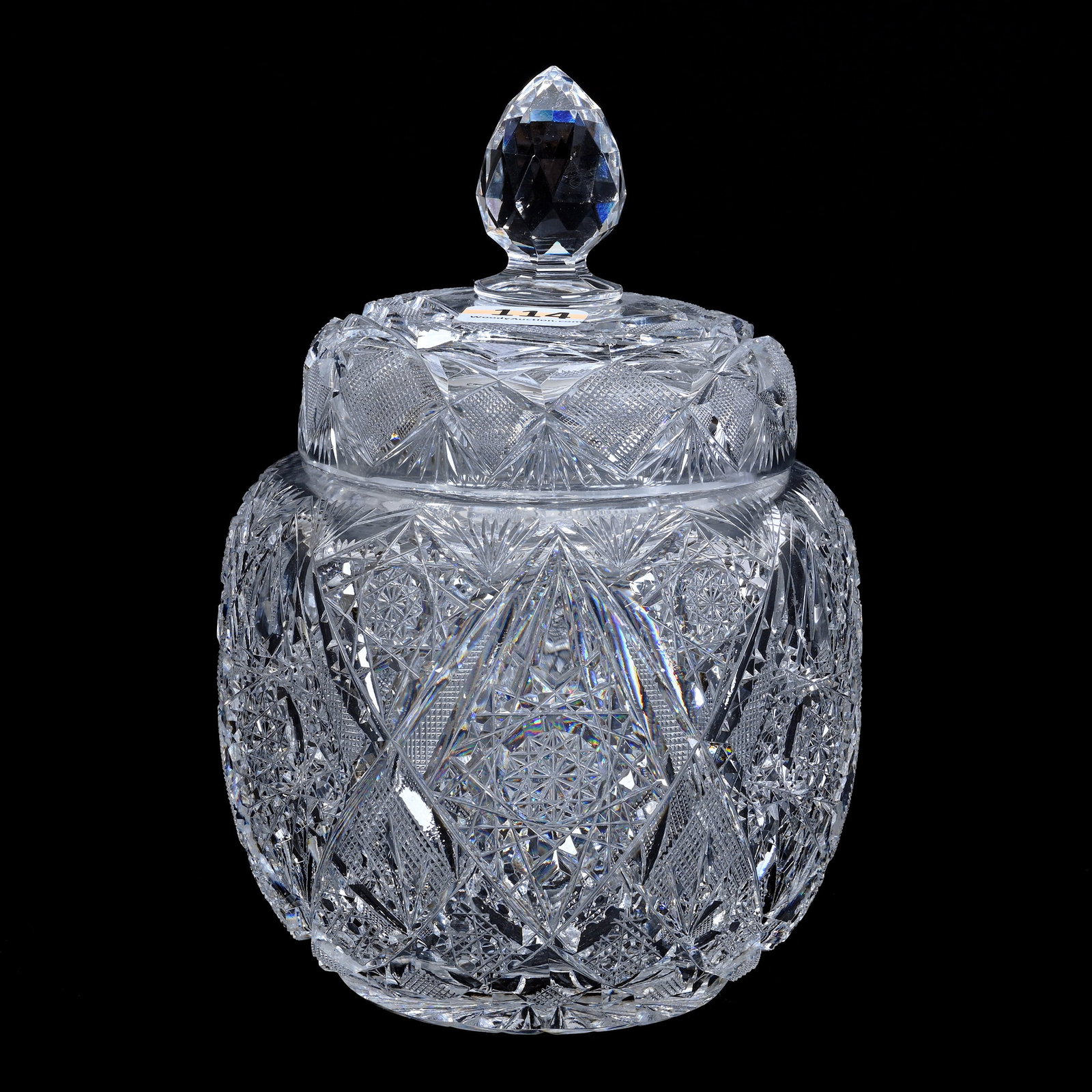 Covered Jar, ABCG, Pattern #100 By Elmira, Pattern Cut Lid (1 of 3)