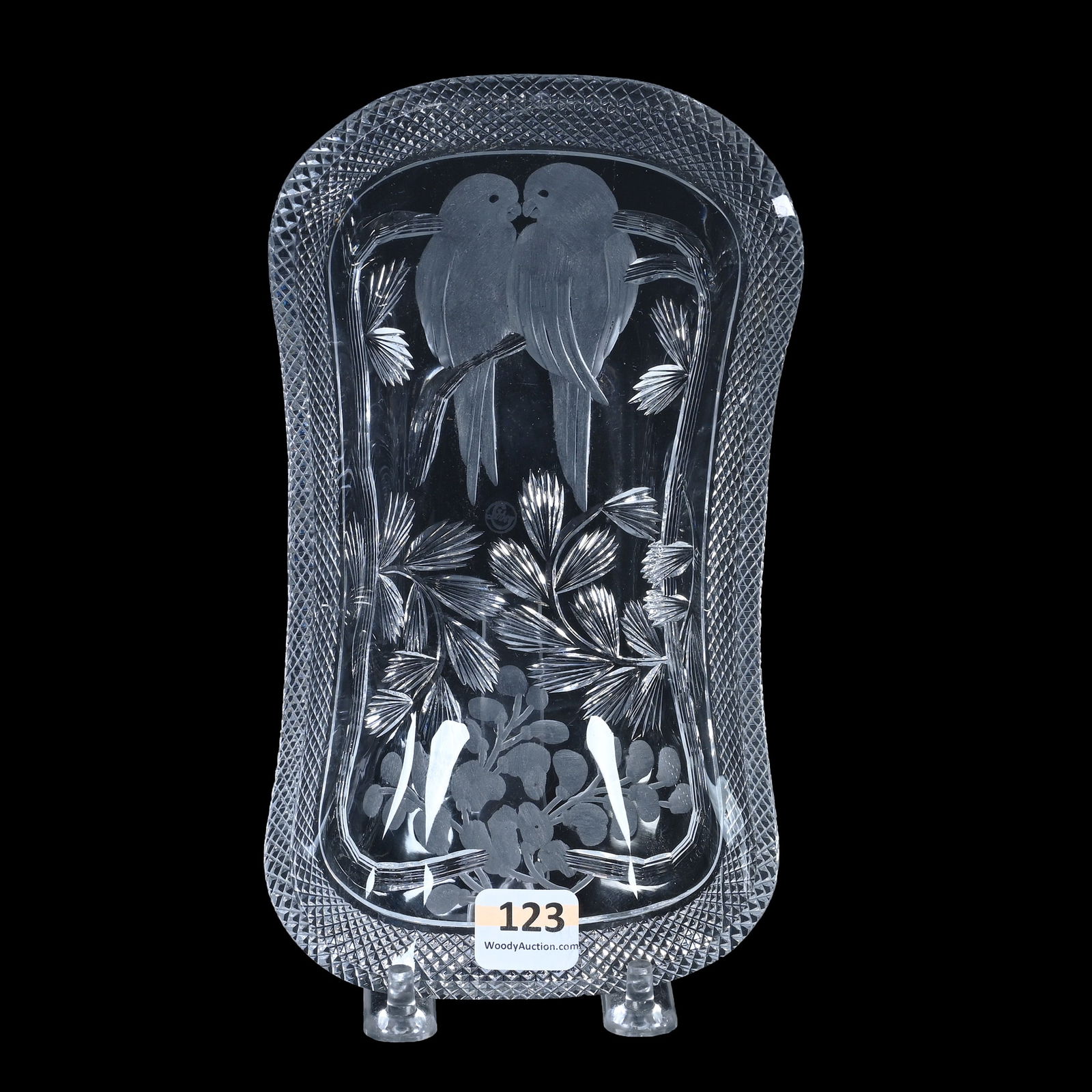 Relish Dish, ABCG, Signed Libbey Wisteria Pattern, Also Known As Lovebirds Pattern (1 of 2)