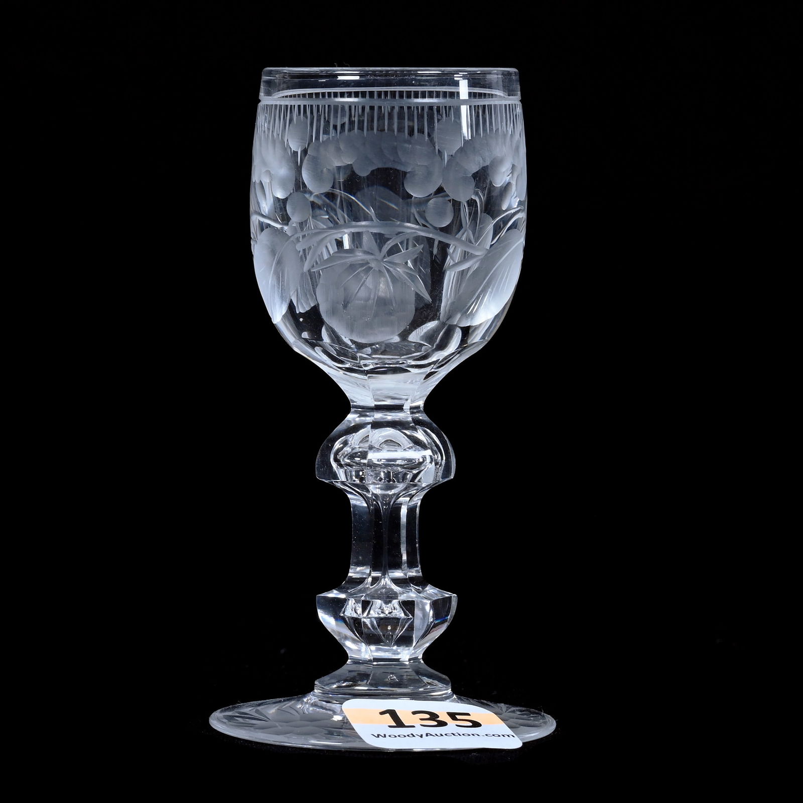 Cordial Stem, ABCG, Engraved Berry And Scroll Design, Pattern Engraved Foot (1 of 3)
