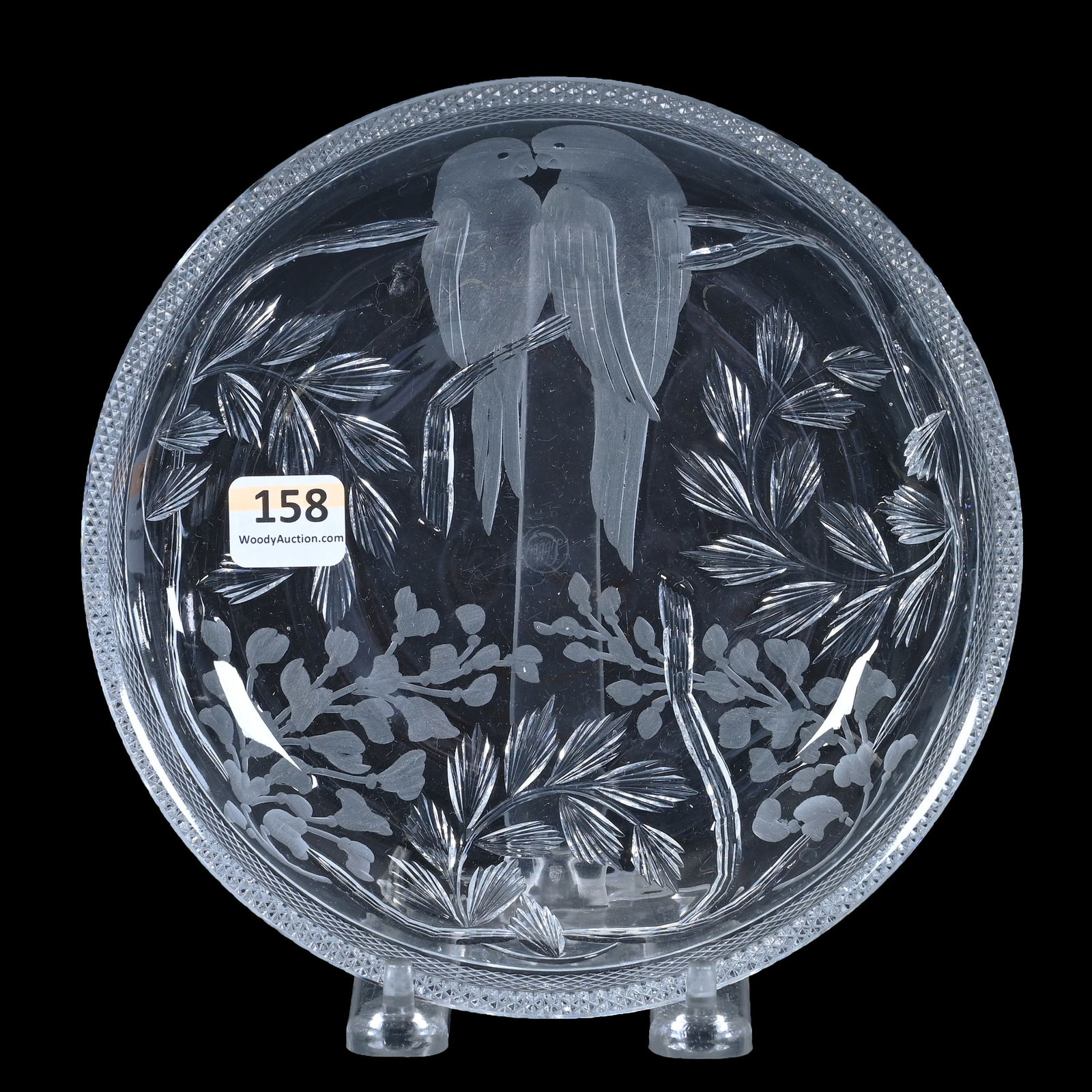 Low Bowl, ABCG, Signed Libbey, Wisteria Pattern, Also Known As Lovebirds Pattern (1 of 2)