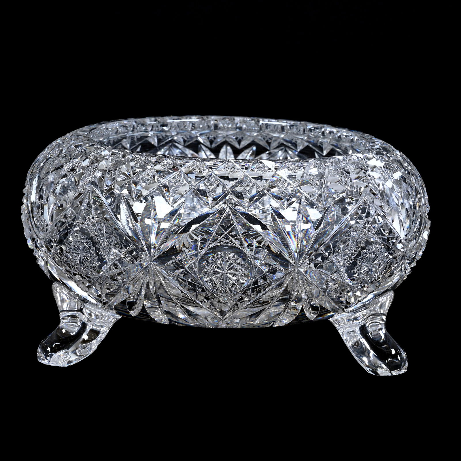 Footed Bowl, ABCG, Signed Hawkes, Hobstar And Fan Chain, Crosscut Diamond Border (1 of 3)