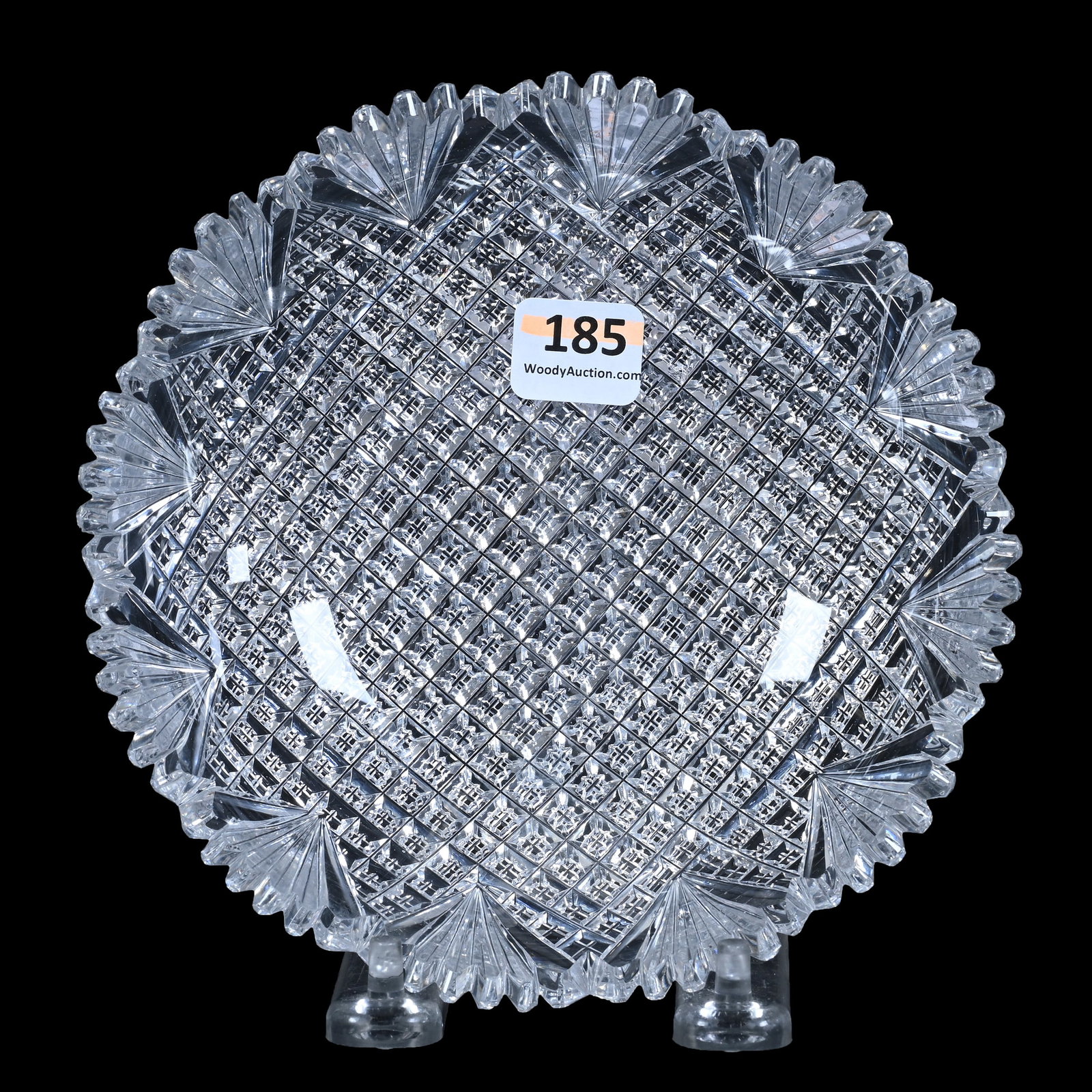 Dish, ABCG, Crosscut Diamond And Fan Motif: Dish, American Brilliant Cut Glass, Crosscut Diamond And Fan Motif, 6", Pattern Nick, Ray & Ruth Schnake, FL.