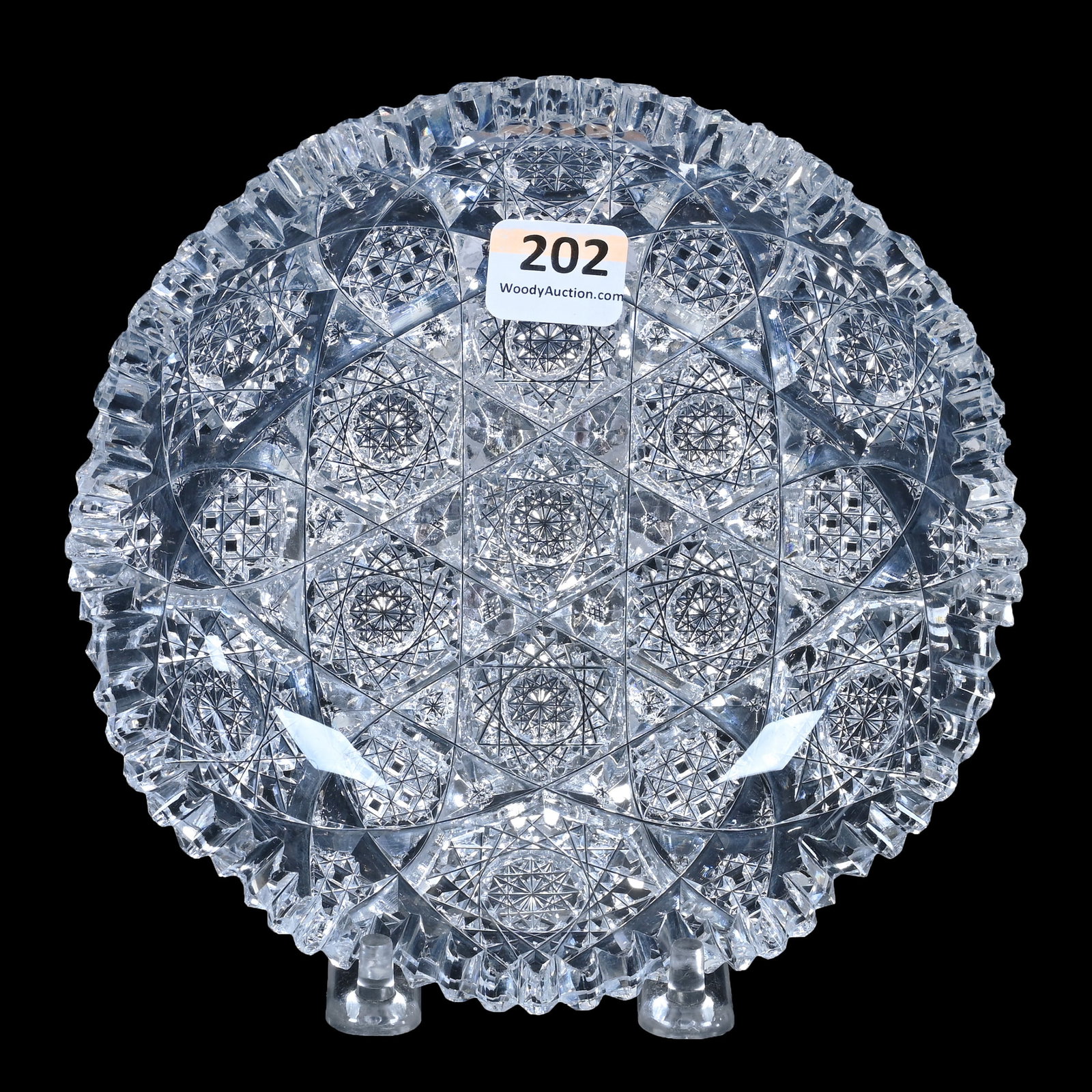 Berry Dish, ABCG, Cluster Pattern By Egginton (Faint Signature): Berry Dish, American Brilliant Cut Glass, Cluster Pattern By Egginton (Faint Signature), 6", Tooth Chip, Ray & Ruth Schnake, FL.