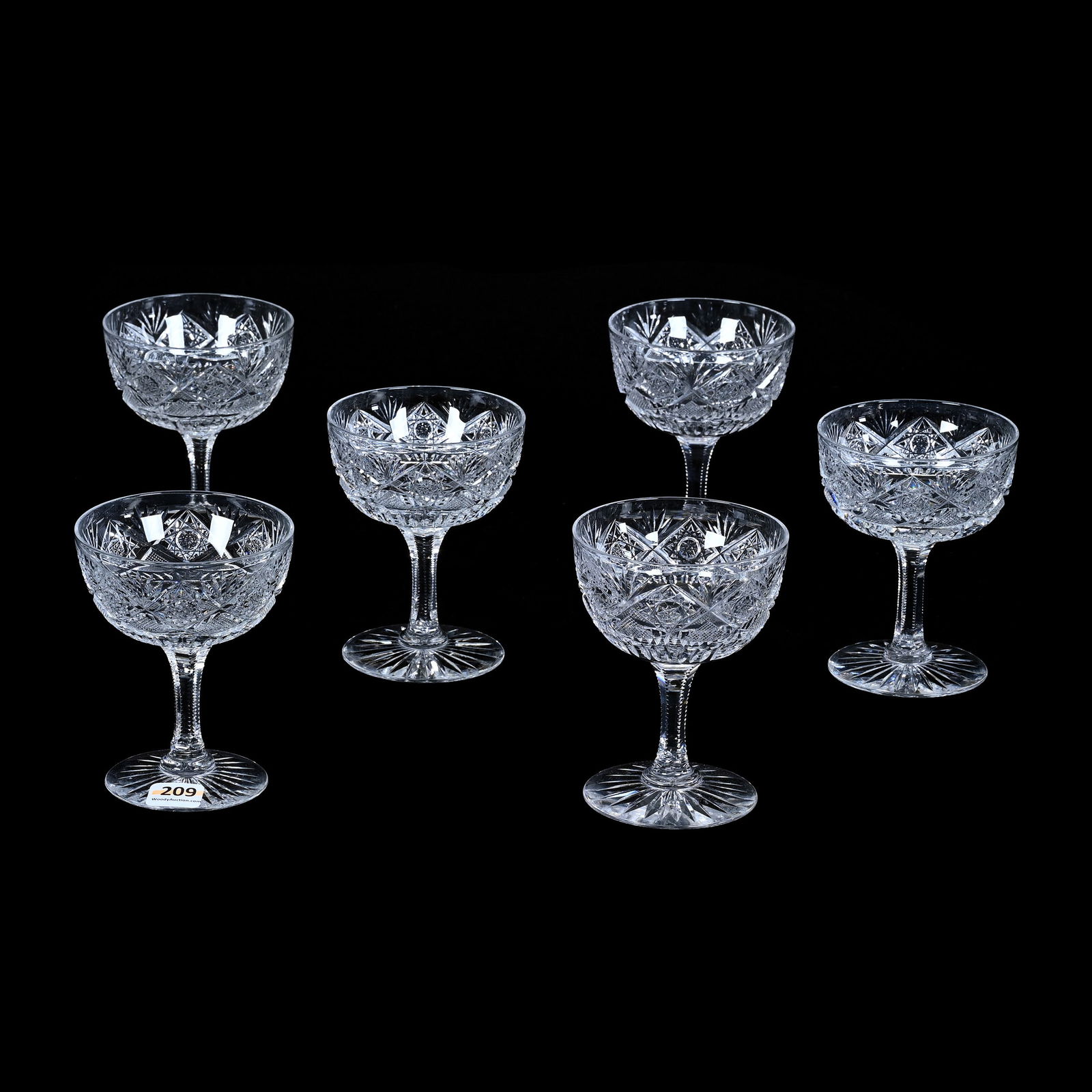 (6) Champagne Stems, ABCG, Signed J. Hoare Pluto Pattern (1 of 3)